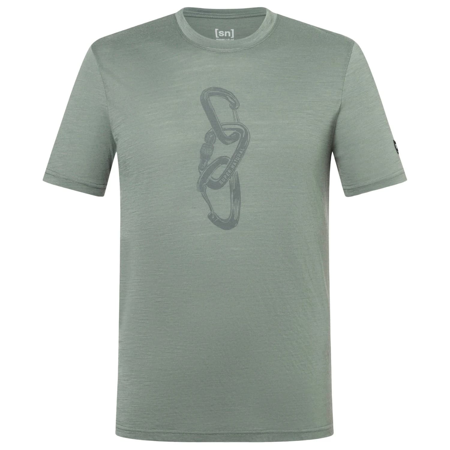 Мъжка мериносова блуза super.natural Carabineri Tee Merino shirt - Eucalyptus / Cashmere Grey