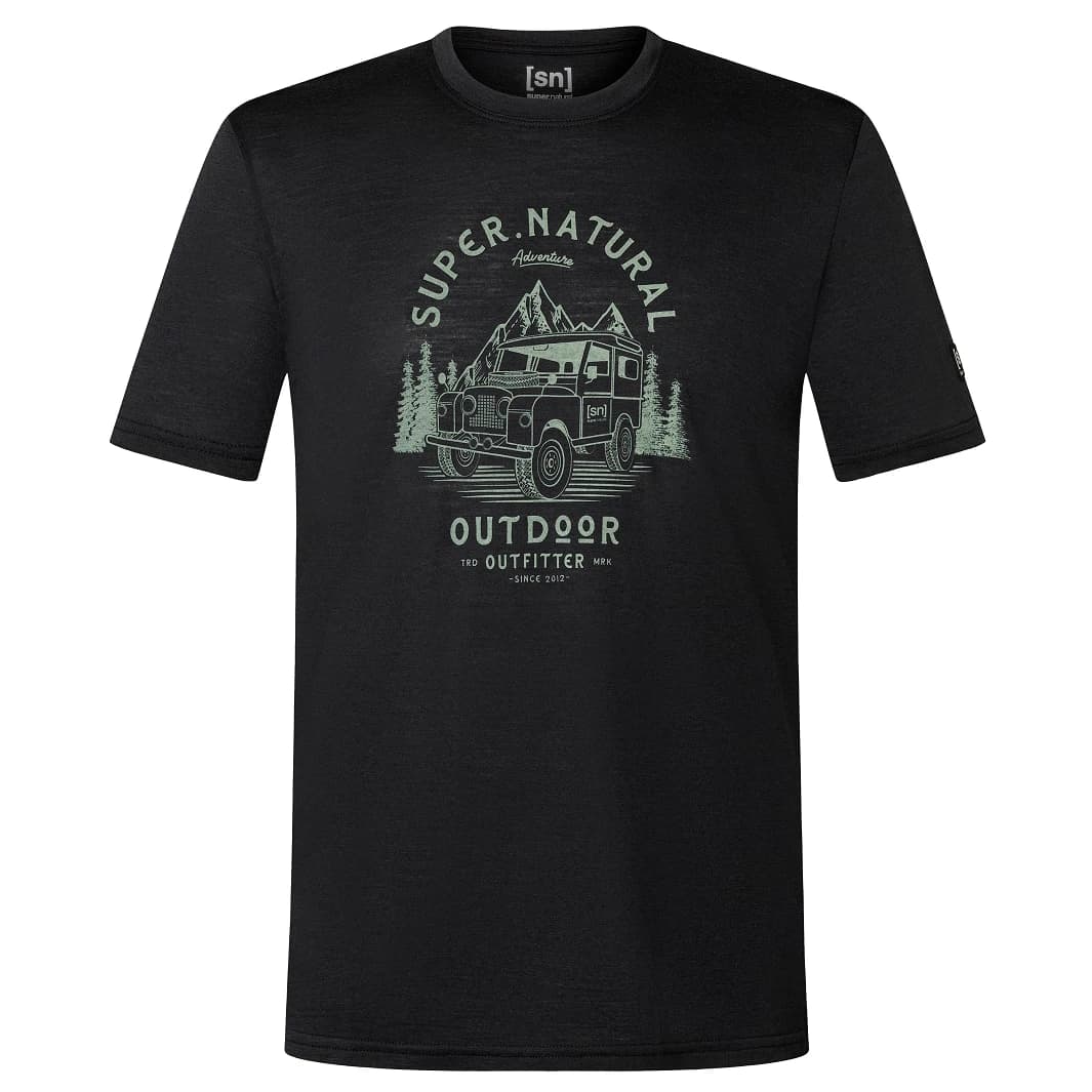Мериносова блуза super.natural Landi Tee Merino shirt - Jet Black / Tea Leaf