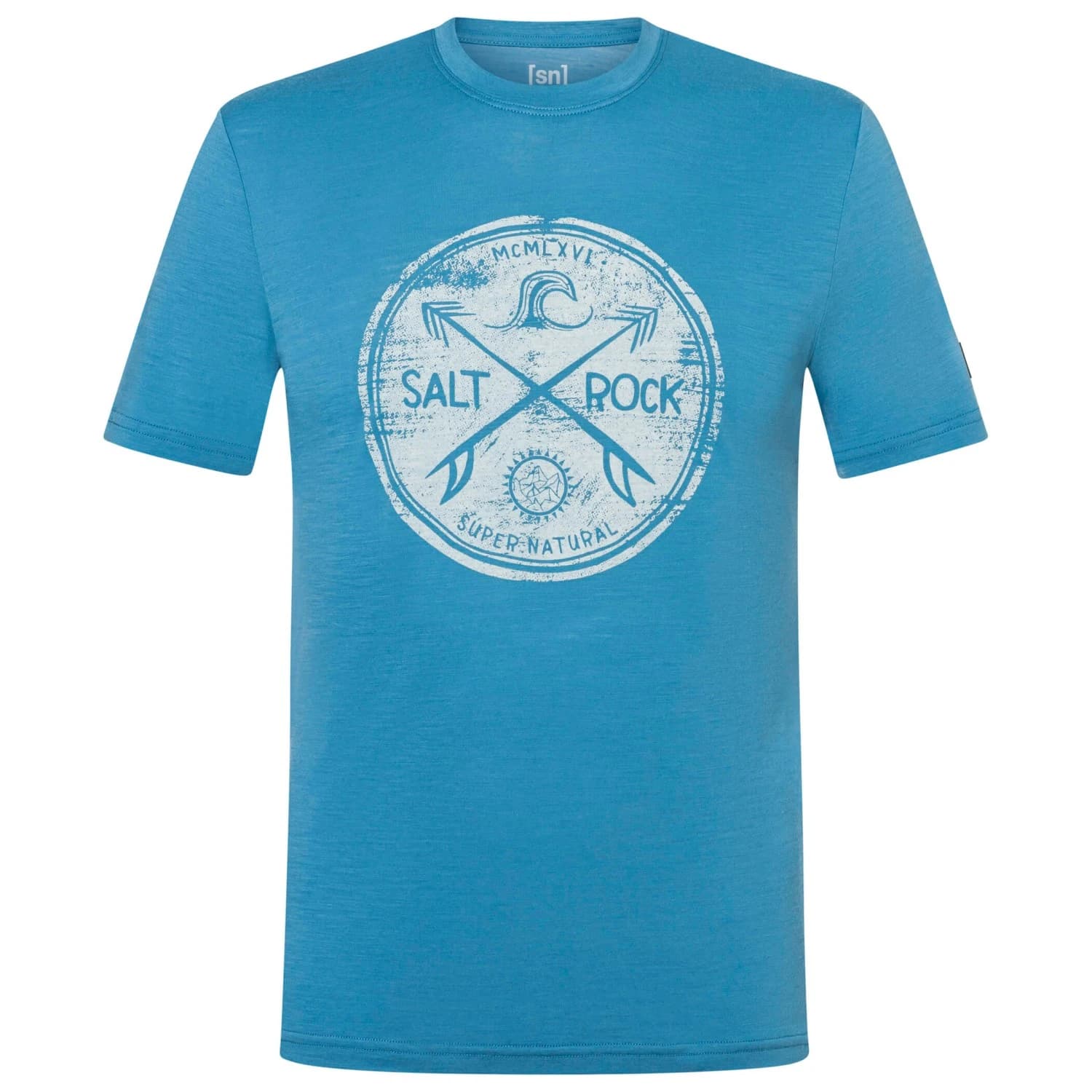 Мъжка мериносова блуза super.natural Salt & Rock Tee Merino shirt - Blue Heaven / White Stone