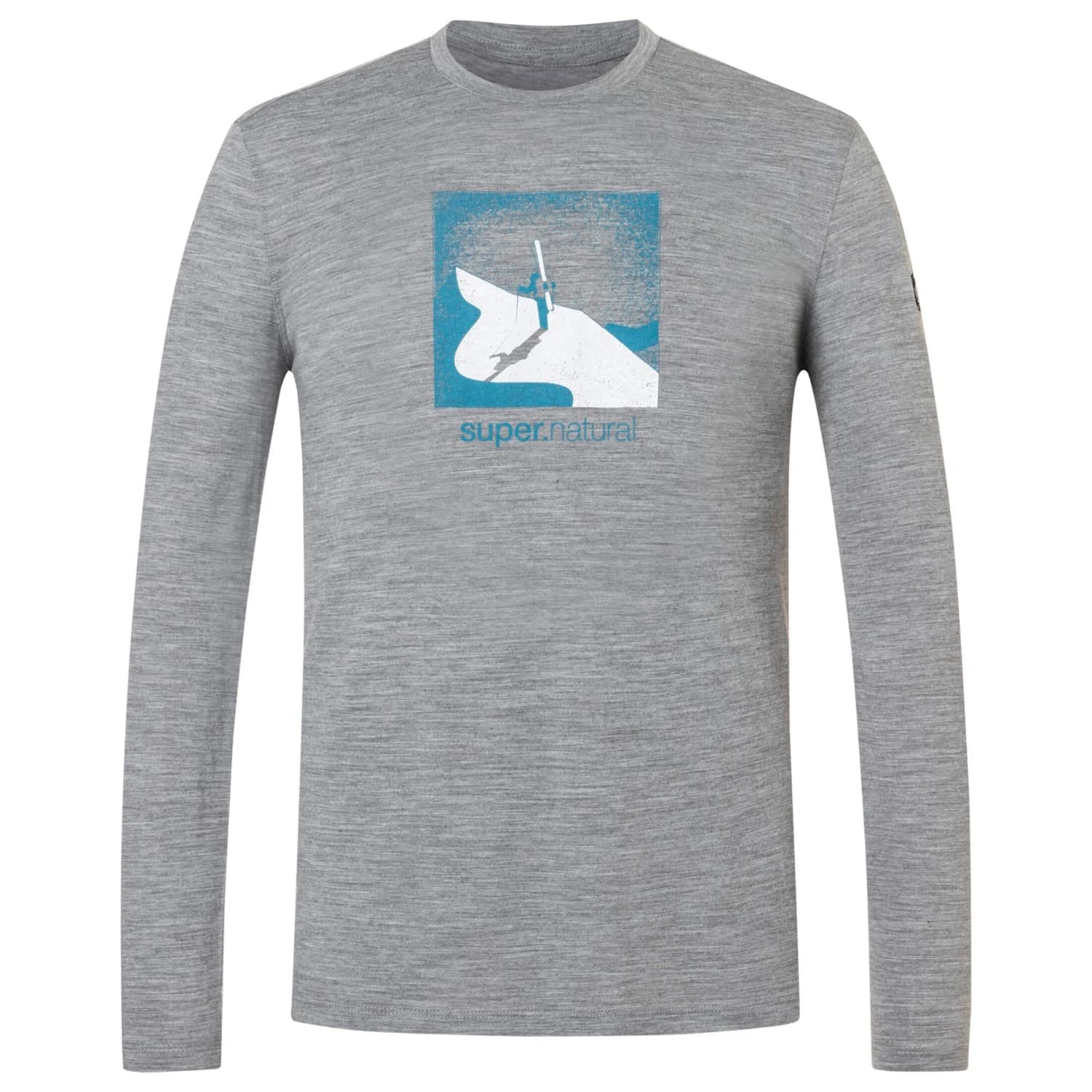Мъжка блуза с дълъг ръкав super.natural Almost Done L/S Longsleeve - Cashmere Grey Melange / Blue Heaven / Fresh White