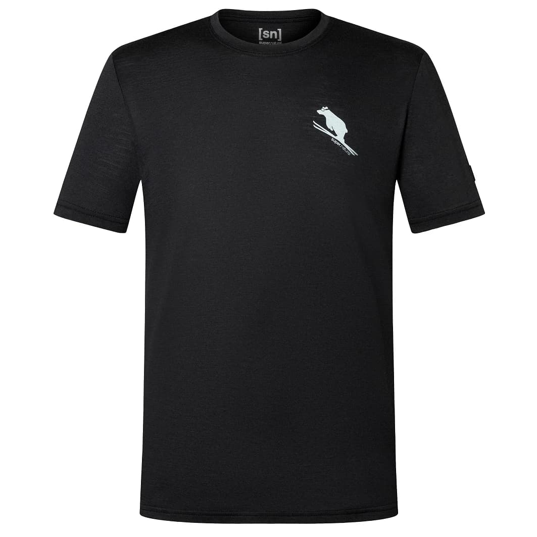 Мъжка мериносова блуза super.natural Little Flear Tee Merino shirt - Jet Black / Vapor Grey
