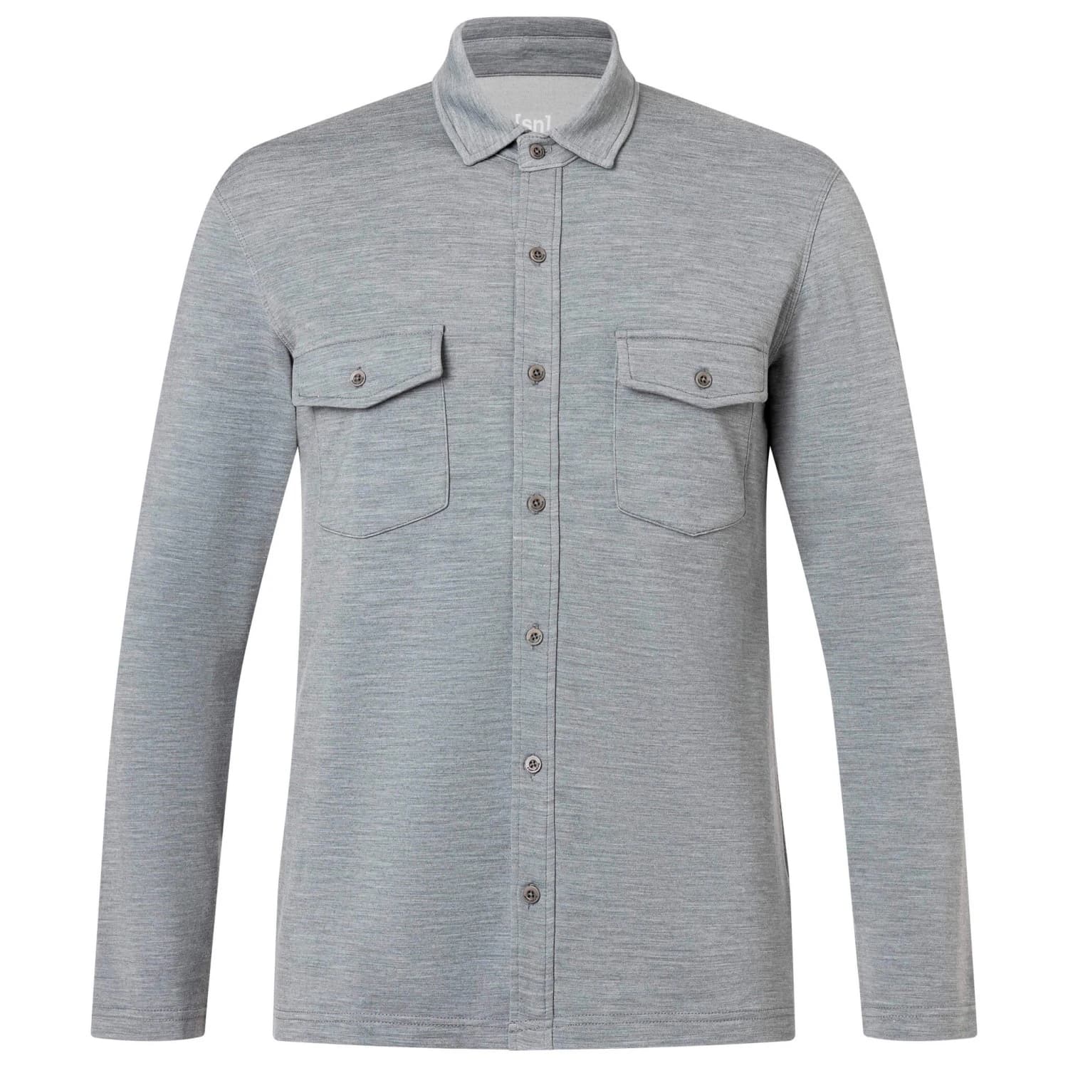 Мъжка риза с копчета super.natural Adventure Shirt Merino shirt - Cashmere Grey Melange