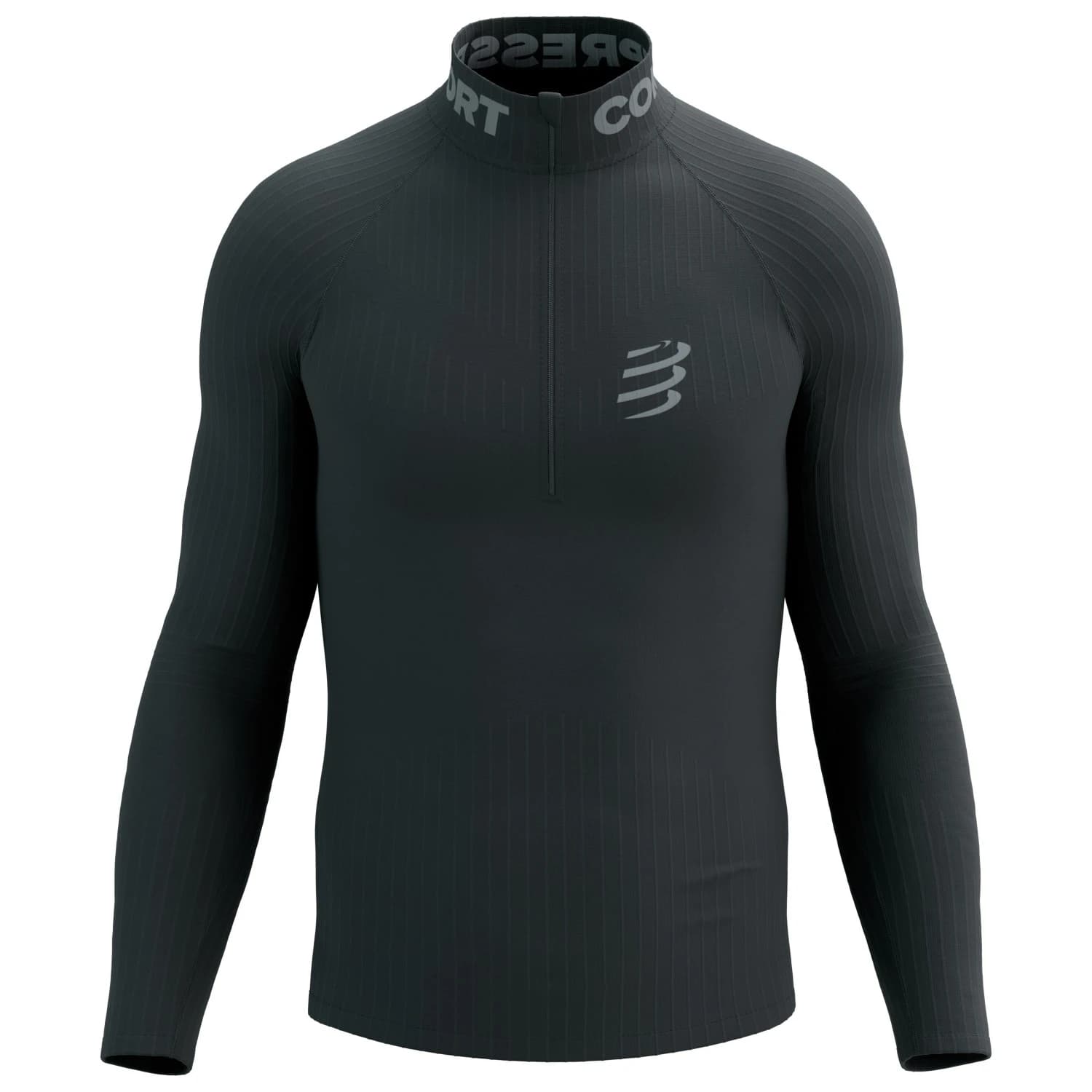 Тениска Compressport 3D Thermo Half Zip L/S Top Running shirt - Black