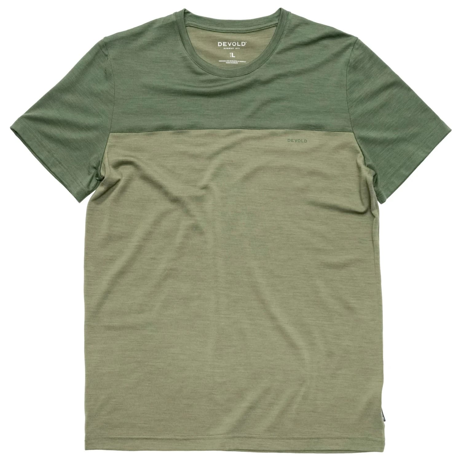Мъжка мериносова блуза Devold Classic Linear Tee Merino shirt - Forest / Lichen