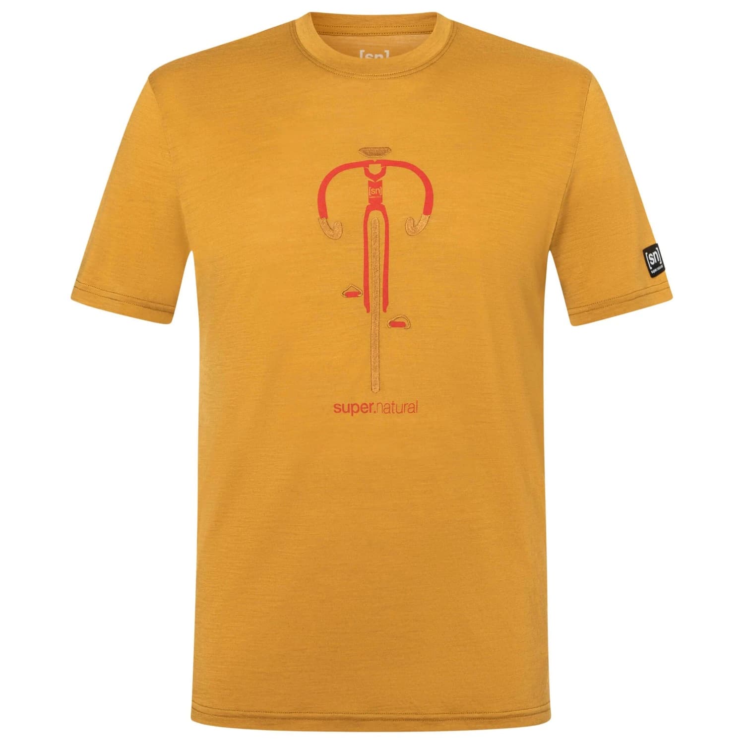 Мъжка мериносова блуза Super.natural Vintage Bike Tee Merino shirt - Dried Tobacco / High Risk Red / Dried Tobacco