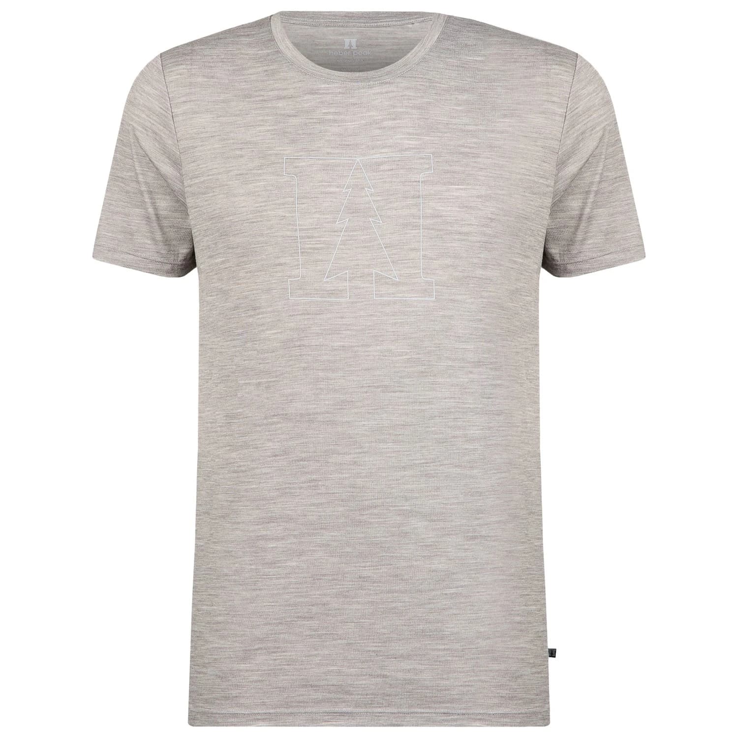 Мъжка мериносова блуза Heber Peak MerinoMix150 PineconeHe. Logo T-Shirt Merino shirt - Ash Grey / Melange