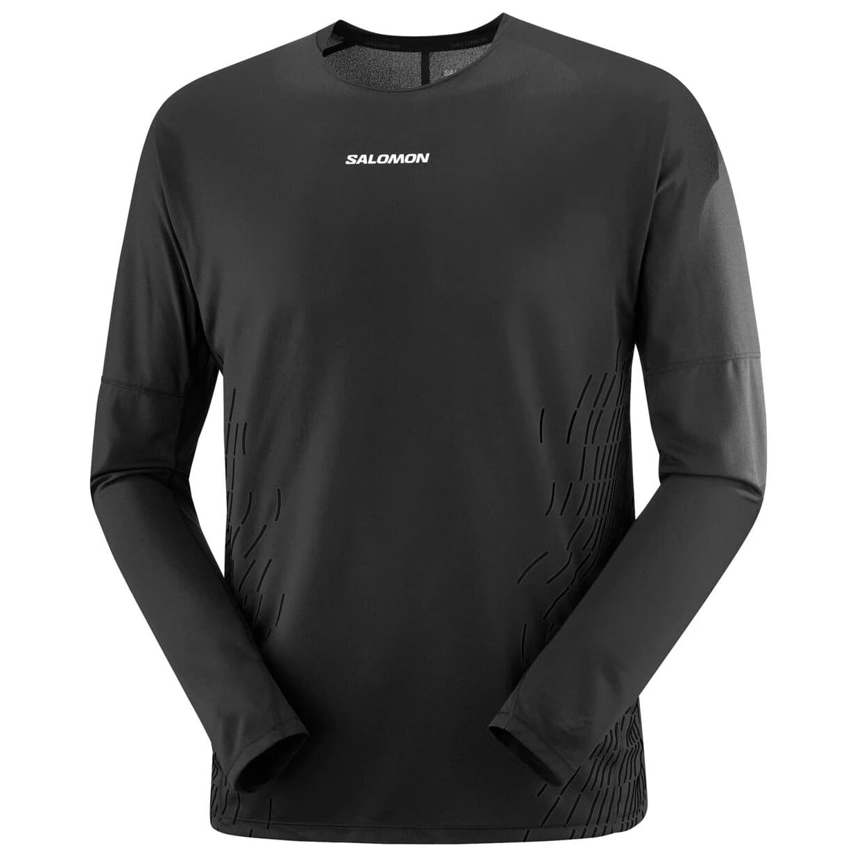 Мъжка тениска Salomon Sense Aero L/S Tee GFX Running shirt - Deep Black / Black Beauty