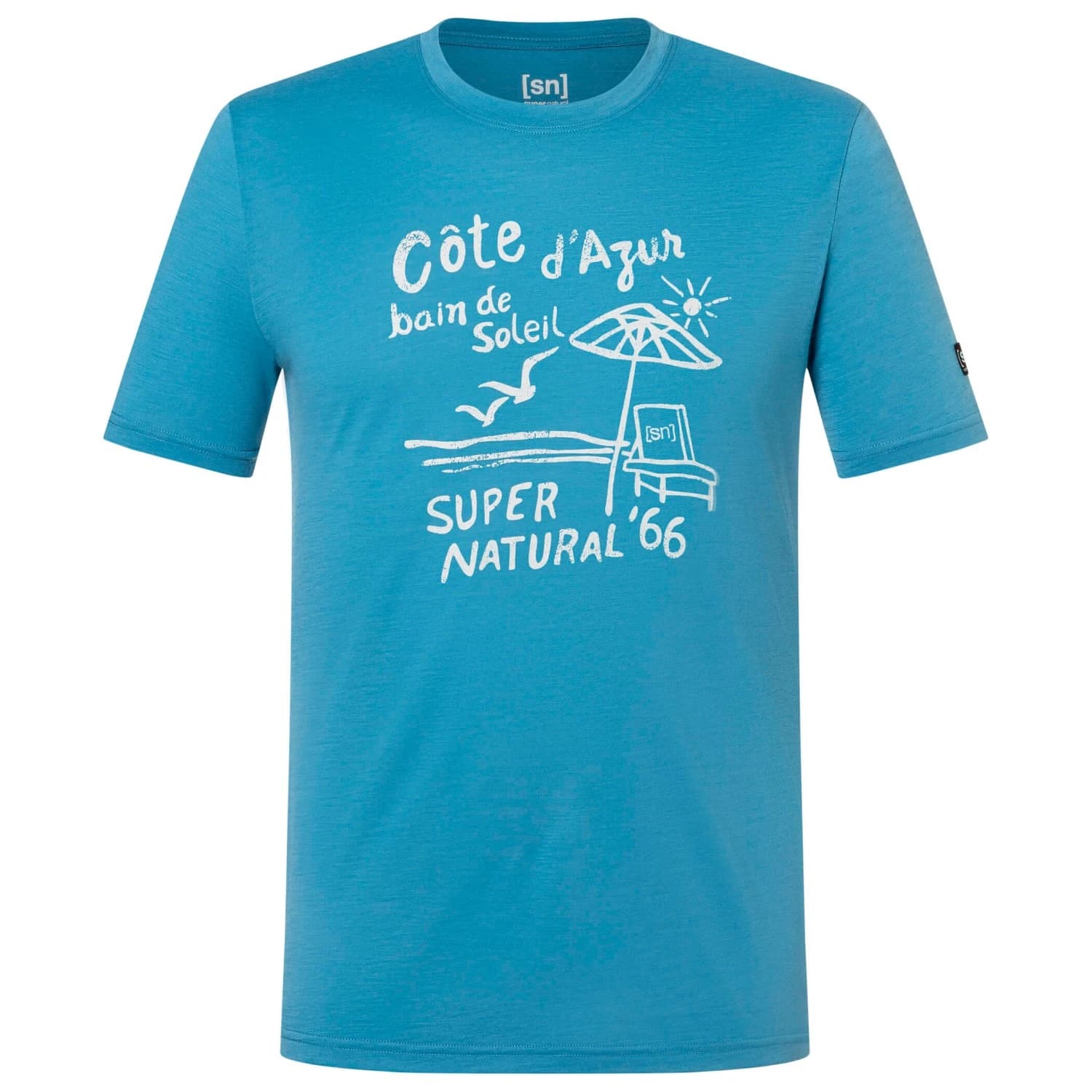 Мъжка мериносова блуза super.natural Cote D'Azur Tee Merino shirt - Blue Heaven / White Stone