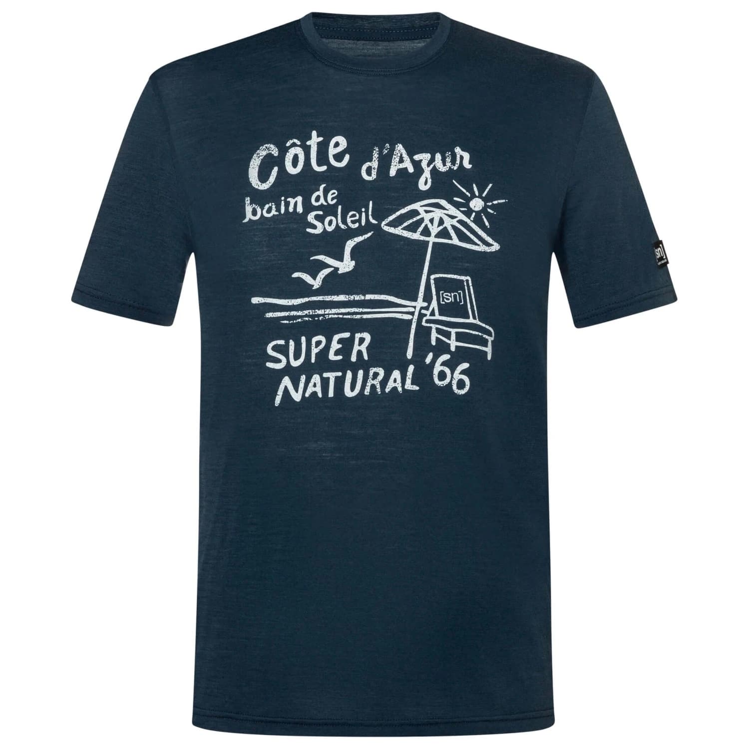 Мъжка мериносова блуза super.natural Cote D'Azur Tee Merino shirt - Blueberry / White Stone