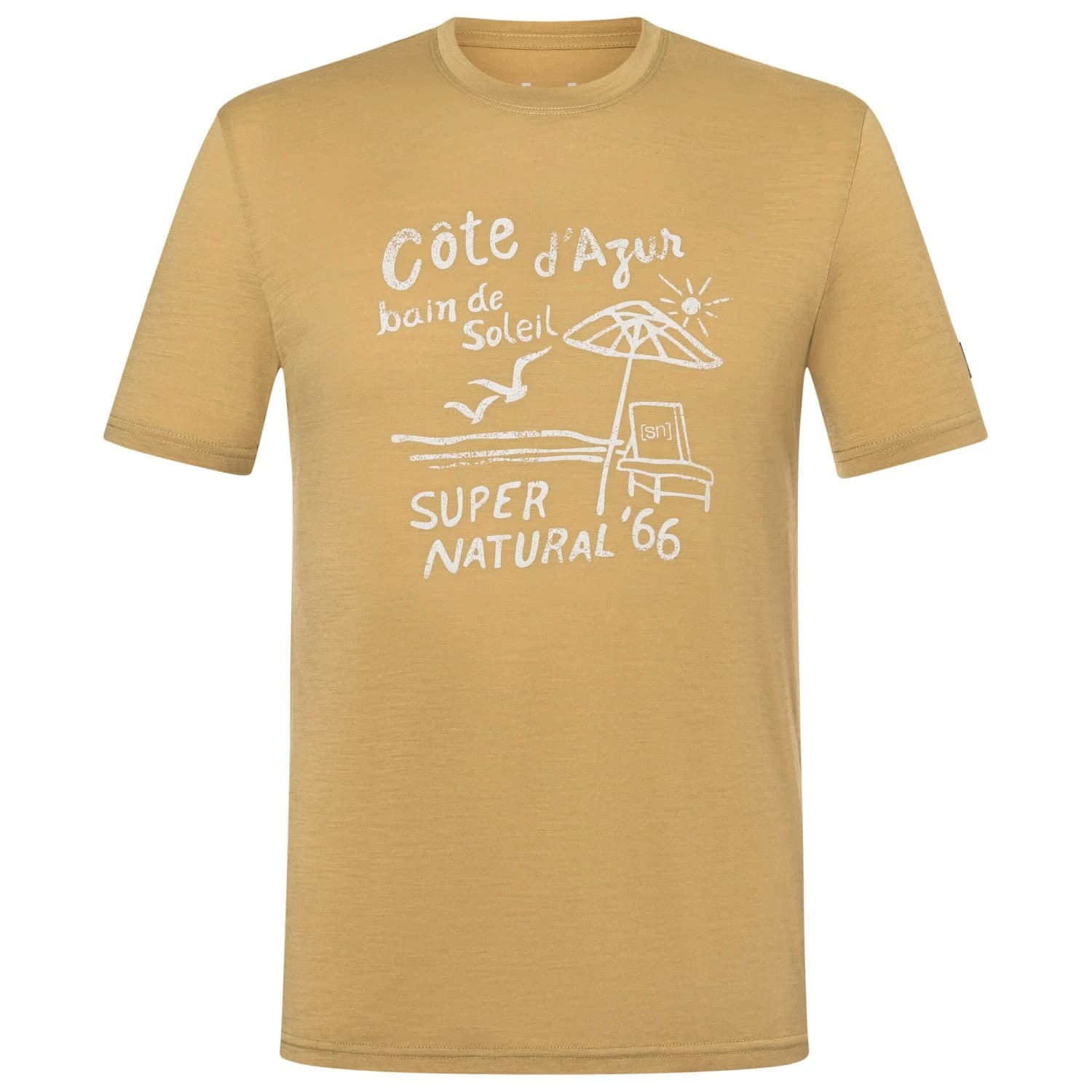 Мъжка мериносова блуза super.natural Cote D'Azur Tee Merino shirt - Sahara / White Stone