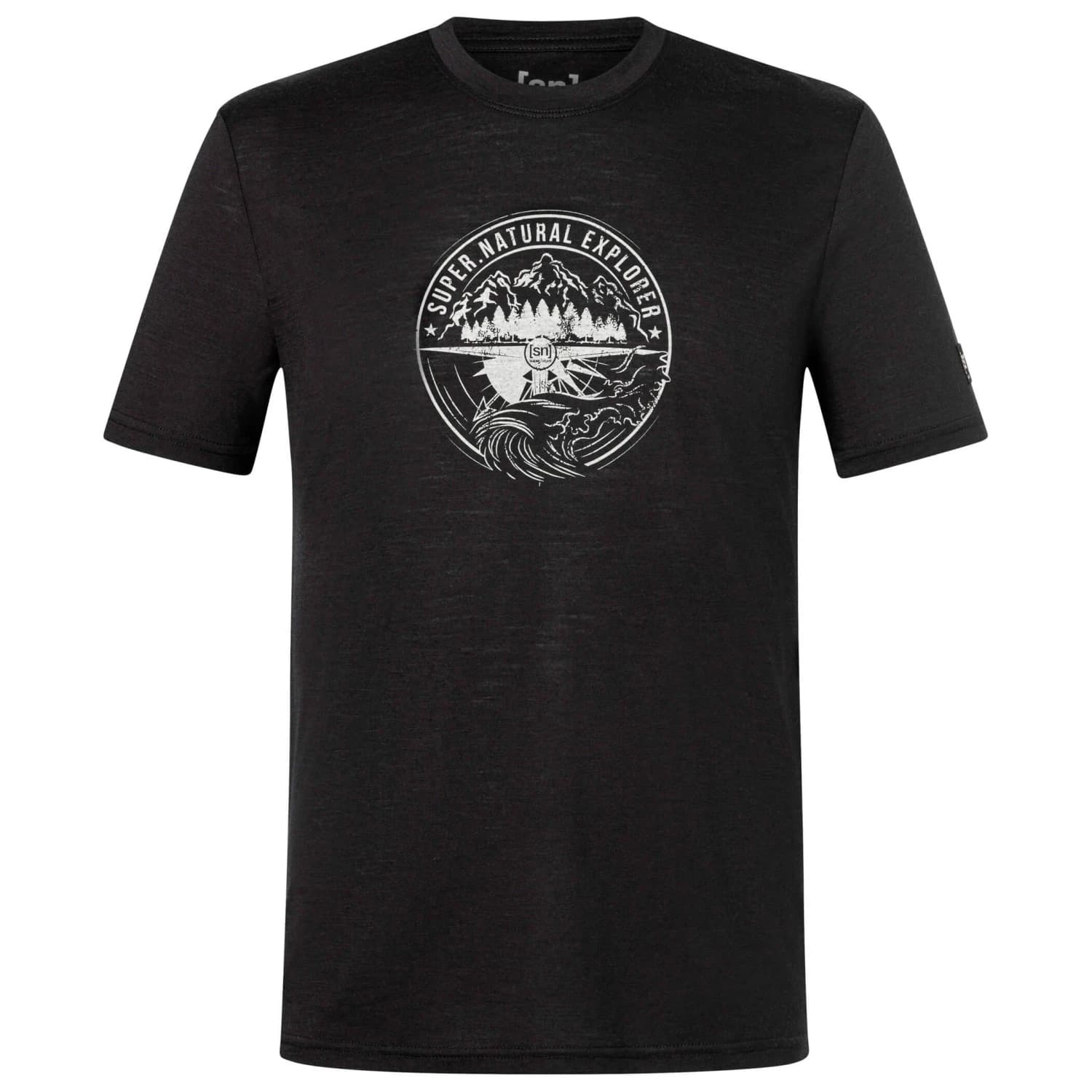 Мъжка мериносова блуза super.natural Exploring Tee Merino shirt - Jet Black / Feather Grey
