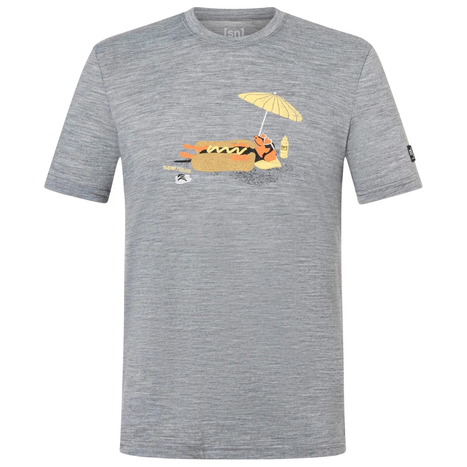 Мъжка мериносова блуза super.natural Hot Dog Tee Merino shirt - Cashmere Grey Melange / Various