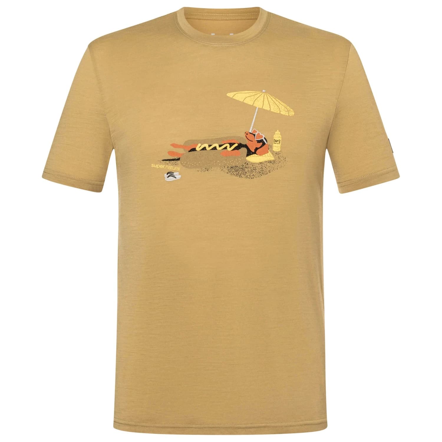 Мъжка мериносова блуза super.natural Hot Dog Tee Merino shirt - Sahara / Various