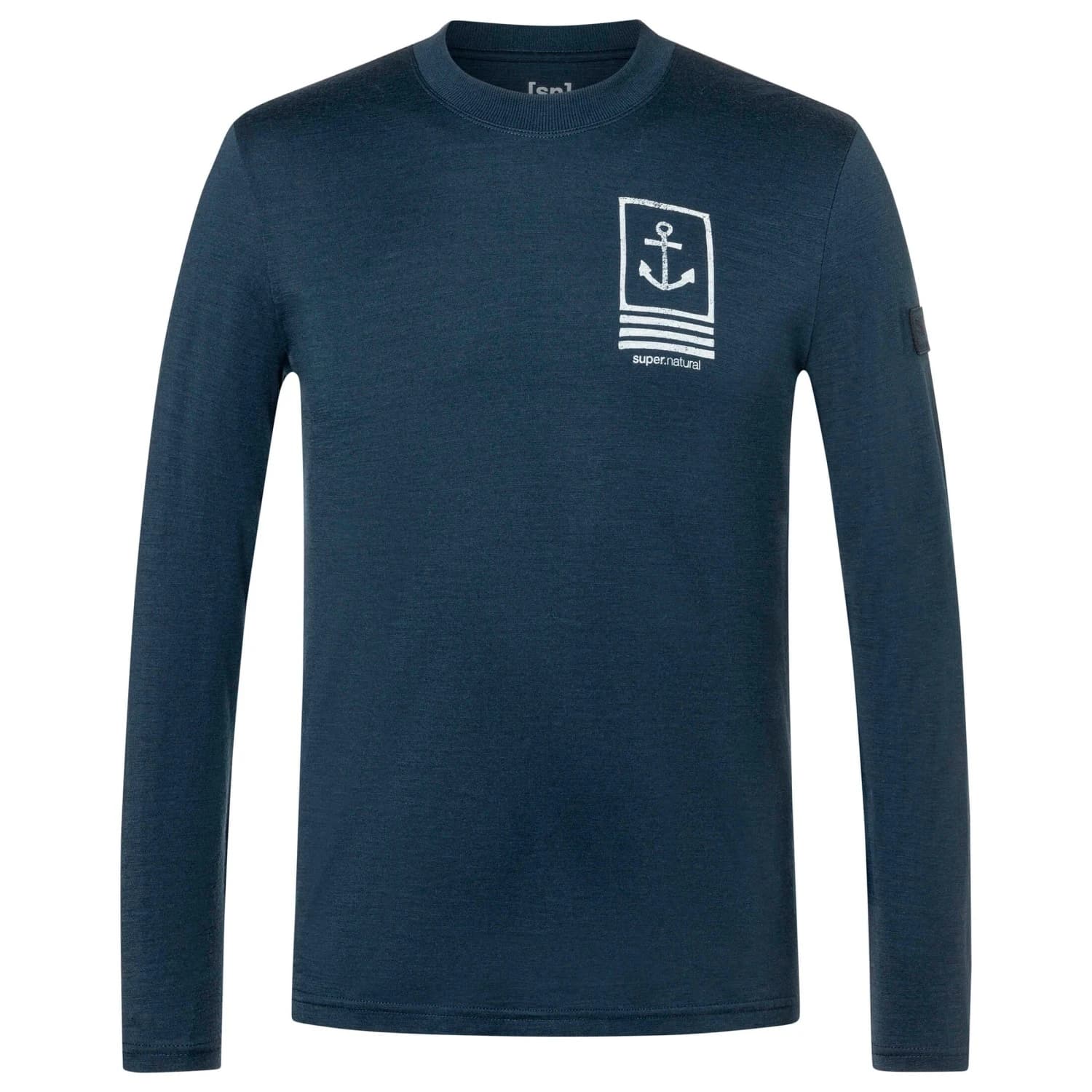 Мъжка мериносова блуза super.natural Lil Anchor Bio Jersey L/S Merino shirt - Blueberry / White Stone