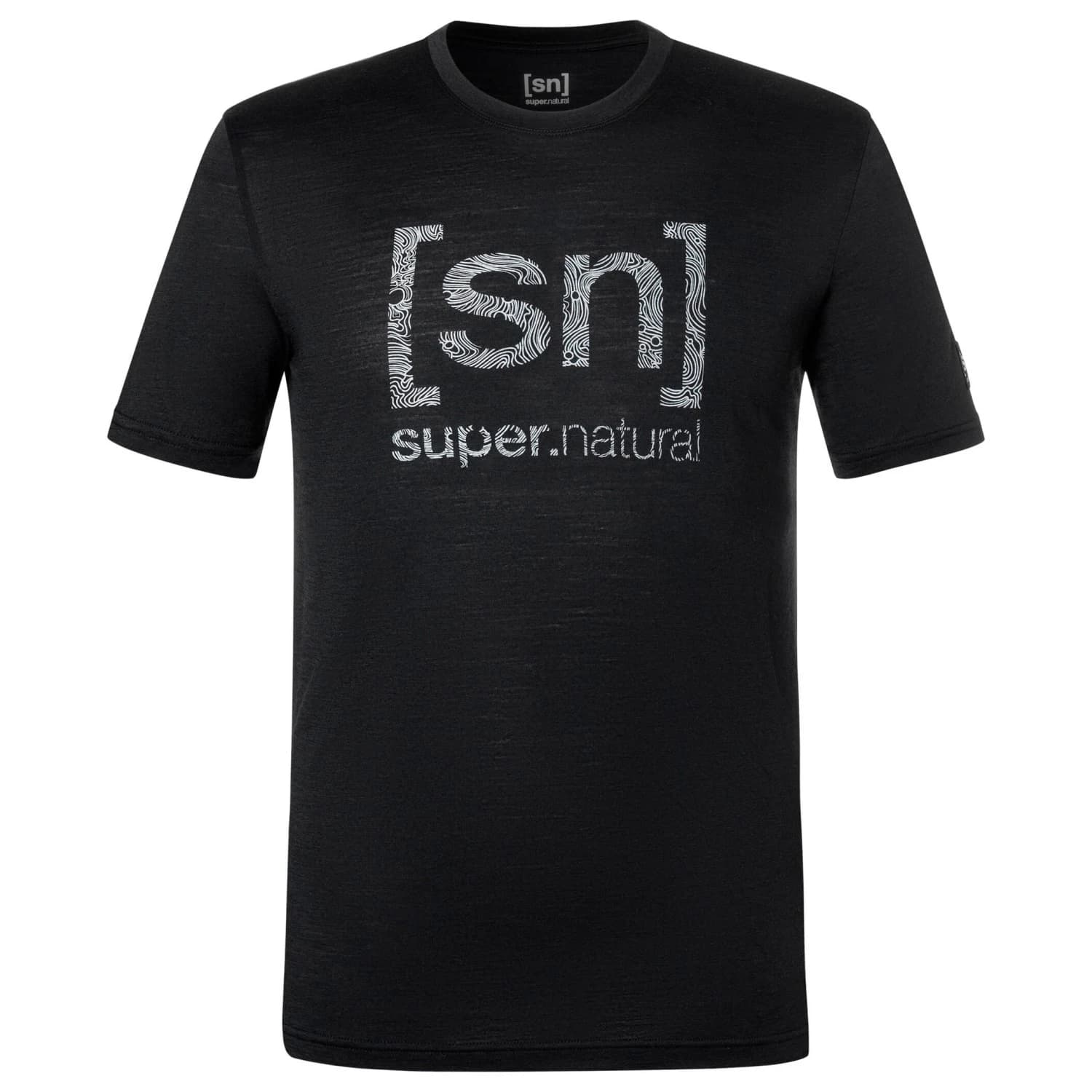 Мъжка мериносова блуза super.natural Logo Lines Tee Merino shirt - Jet Black / Vapor Grey