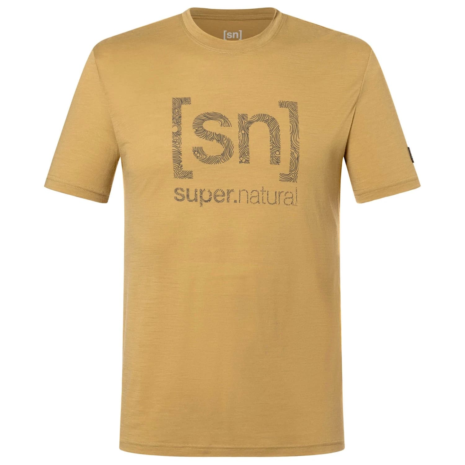 Мъжка мериносова блуза Super.natural Logo Lines Tee Merino shirt - Sahara / Cashmere Grey Melange