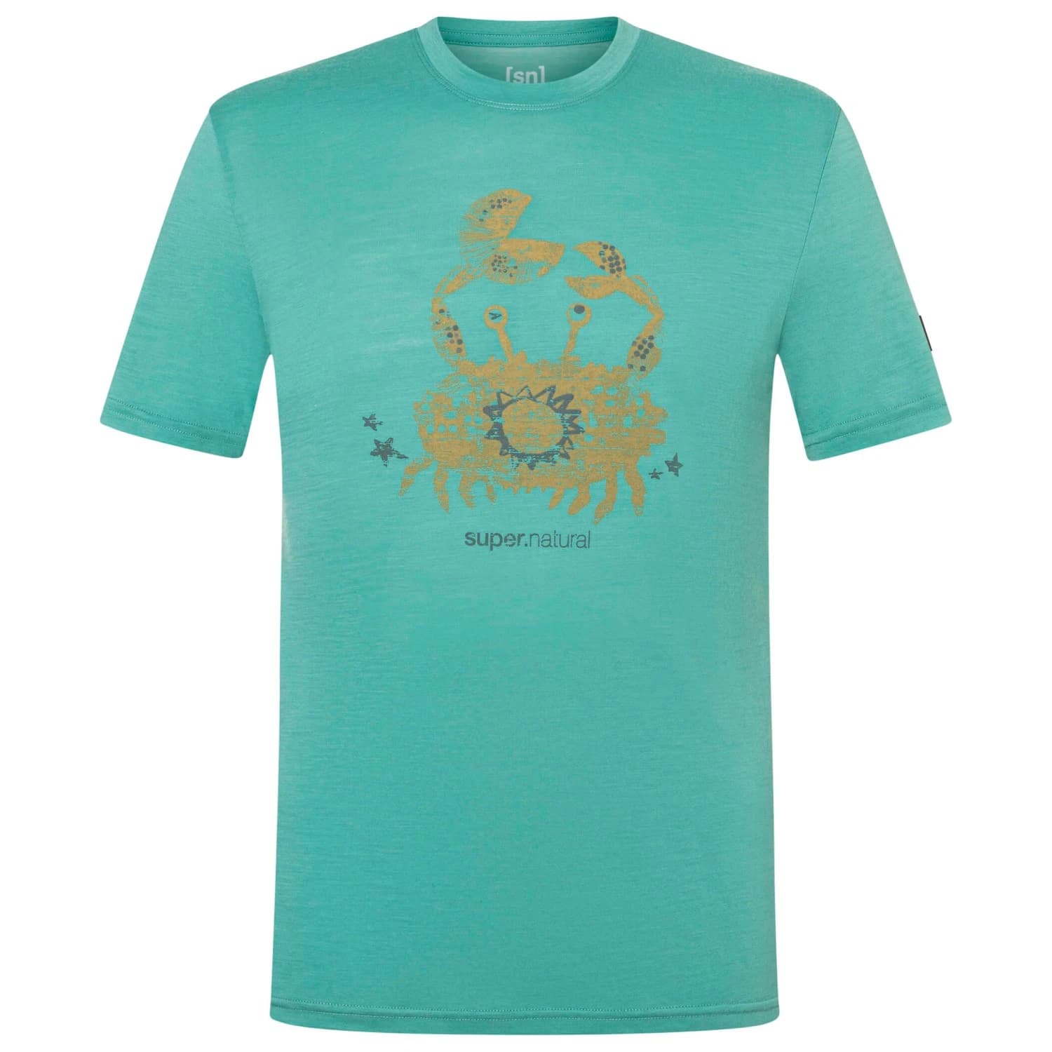 Мъжка мериносова блуза super.natural Mr Crab Tee Merino shirt - Lagoon Green / Various