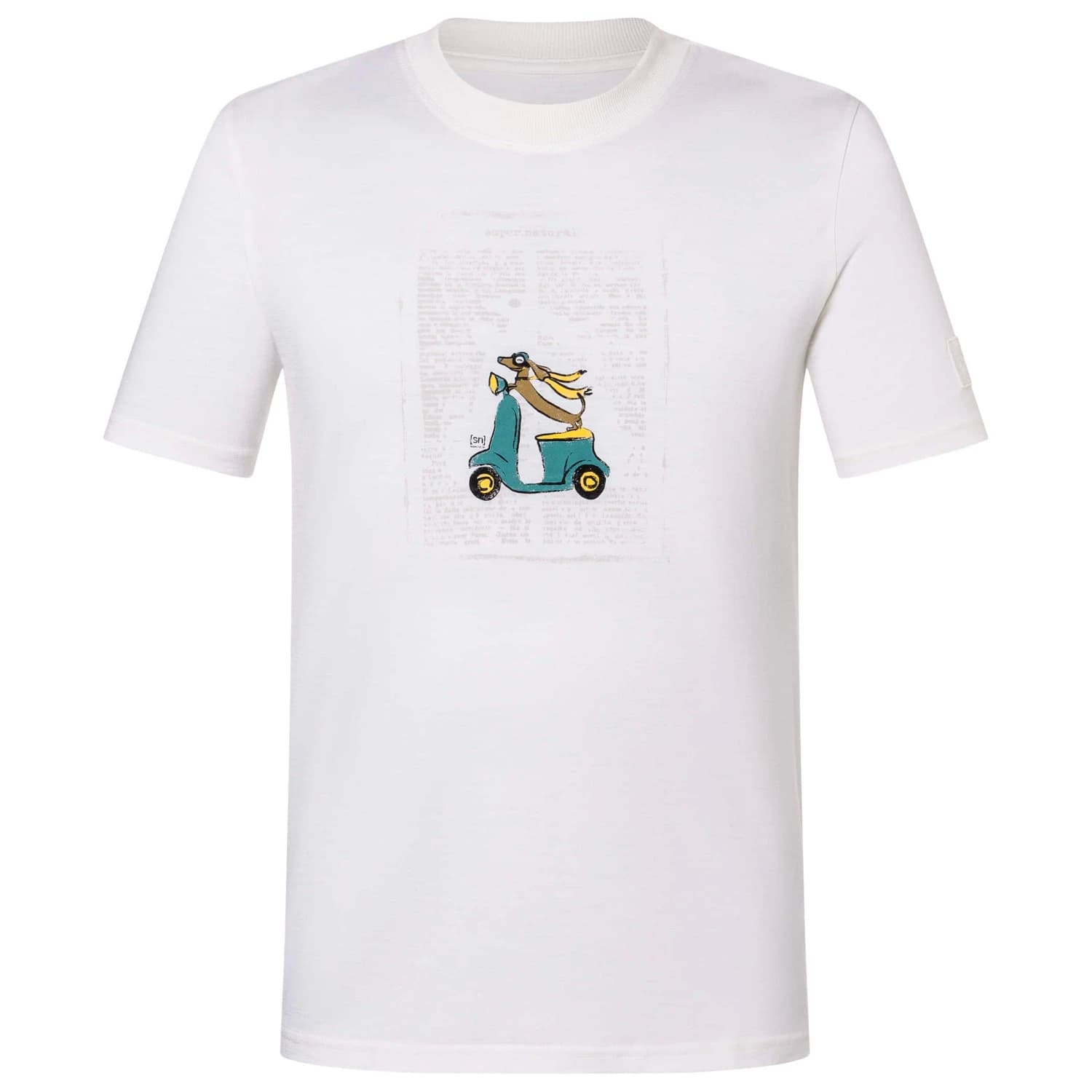 Мъжка мериносова блуза super.natural Racing Dachshund Bio Jersey Tee Merino shirt - Fresh White / Various