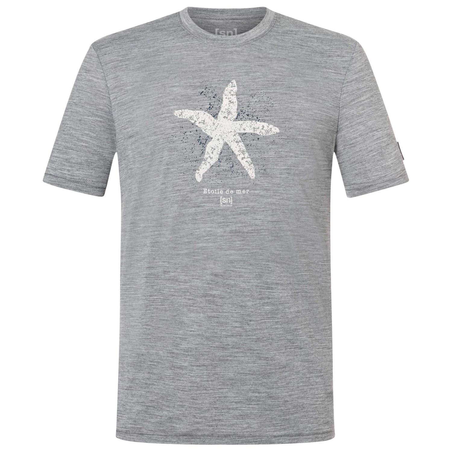 Мъжка мериносова блуза Super.natural Sea Star Tee Merino shirt - Cashmere Grey Melange / Various
