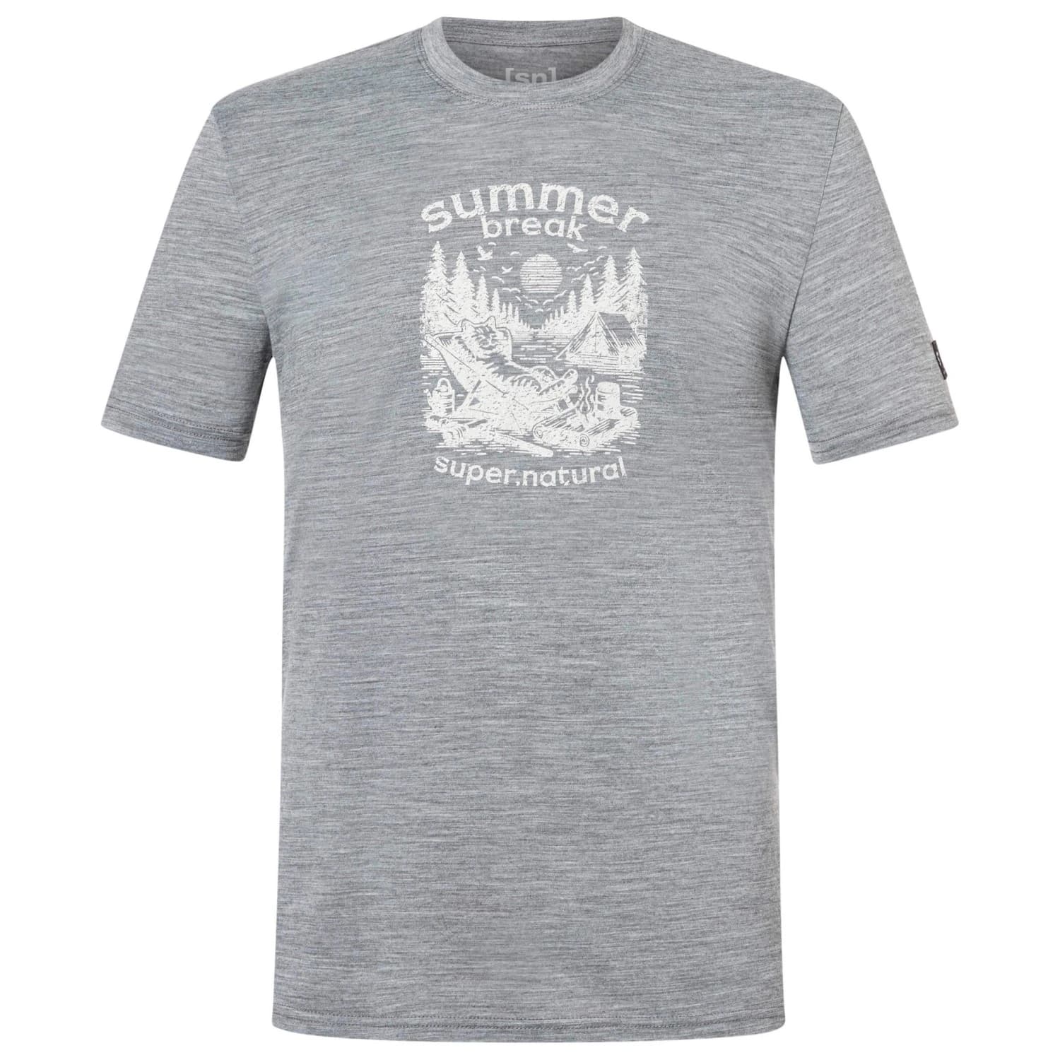 Мъжка мериносова блуза super.natural Summer Break Tee Merino shirt - Cashmere Grey Melange / White Stone