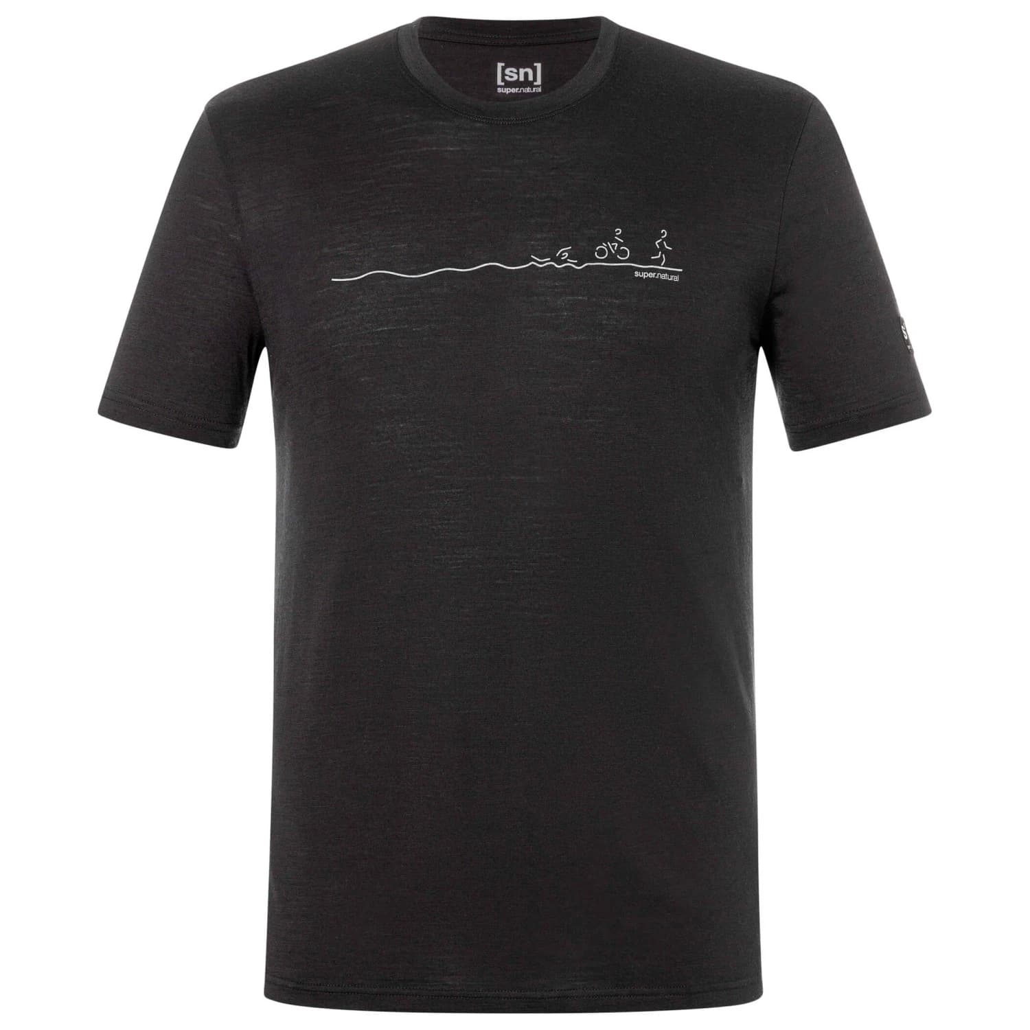 Мъжка мериносова блуза super.natural Tri Tee Merino shirt - Jet Black / Vapor Grey