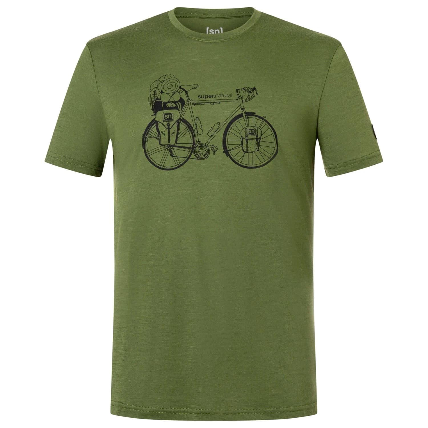 Мъжка мериносова блуза Super.natural Wander Wheel Tee Merino shirt - Chive / Jet Black