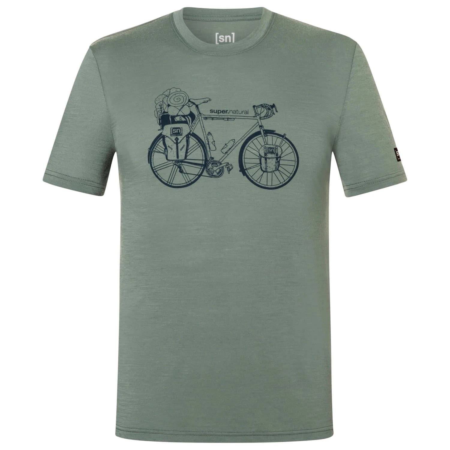 Мъжка мериносова блуза super.natural Wander Wheel Tee Merino shirt - Eucalyptus / Blueberry
