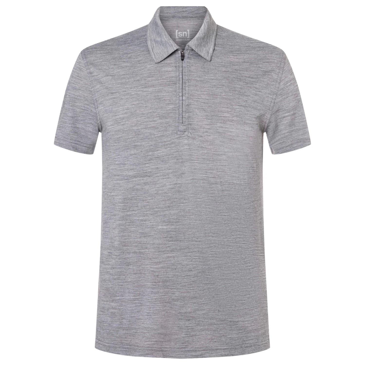 Мъжка мериносова блуза super.natural Zip Polo Merino shirt - Cashmere Grey Melange