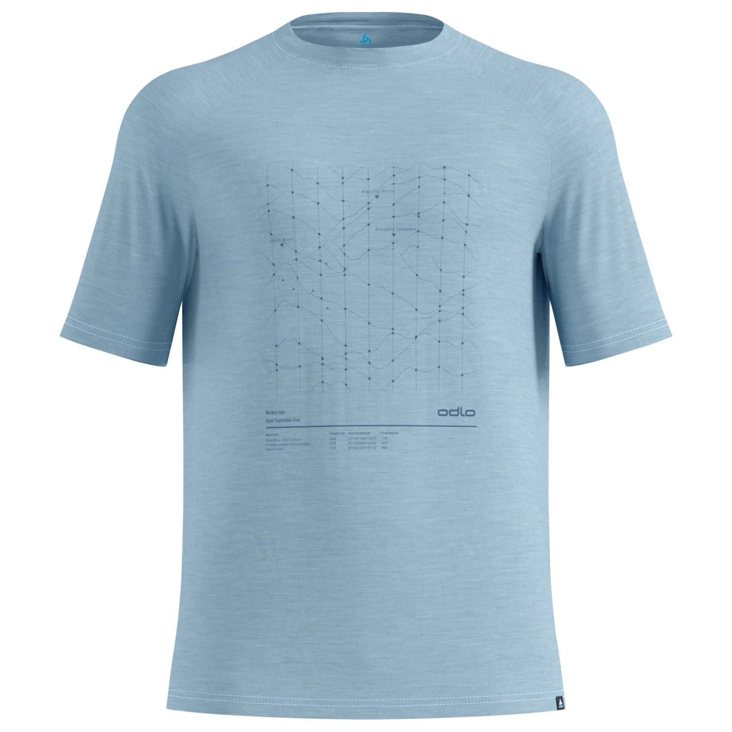 Мъжка мериносова блуза Odlo Merino Tencel Hyper Map T-Shirt Crew Neck S/S Merino shirt - Baby Blue