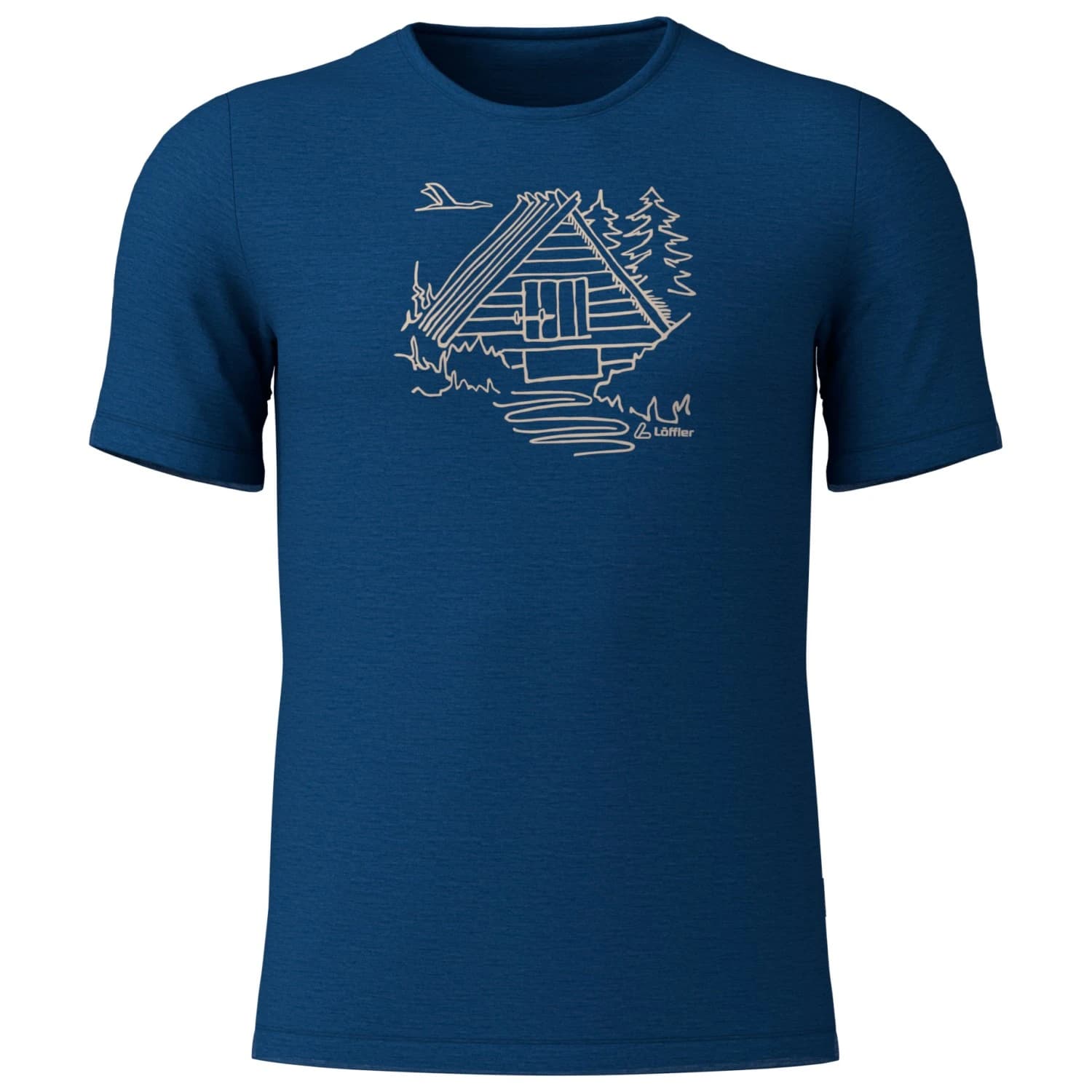 Мъжка мериносова блуза Löffler Printshirt Cottage Merino-Tencel Merino shirt - Navy