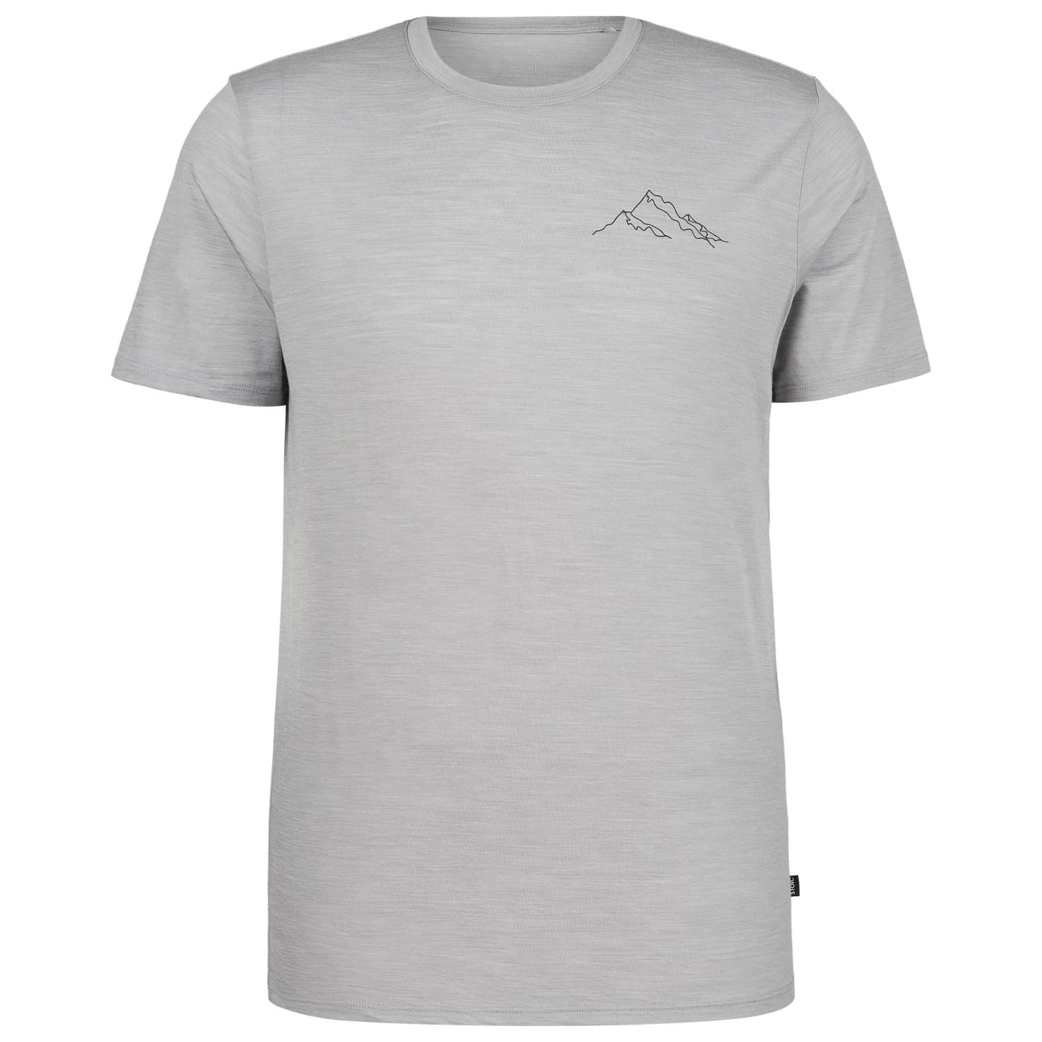 Мъжка мериносова блуза Stoic Merino155 LaholmSt. Print T-Shirt Mountain II Merino shirt - Medium Grey / Melange