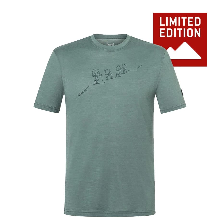 Мъжка мериносова блуза super.natural Hiking Tee Exclusive Merino shirt - Balsam Green / Blueberry
