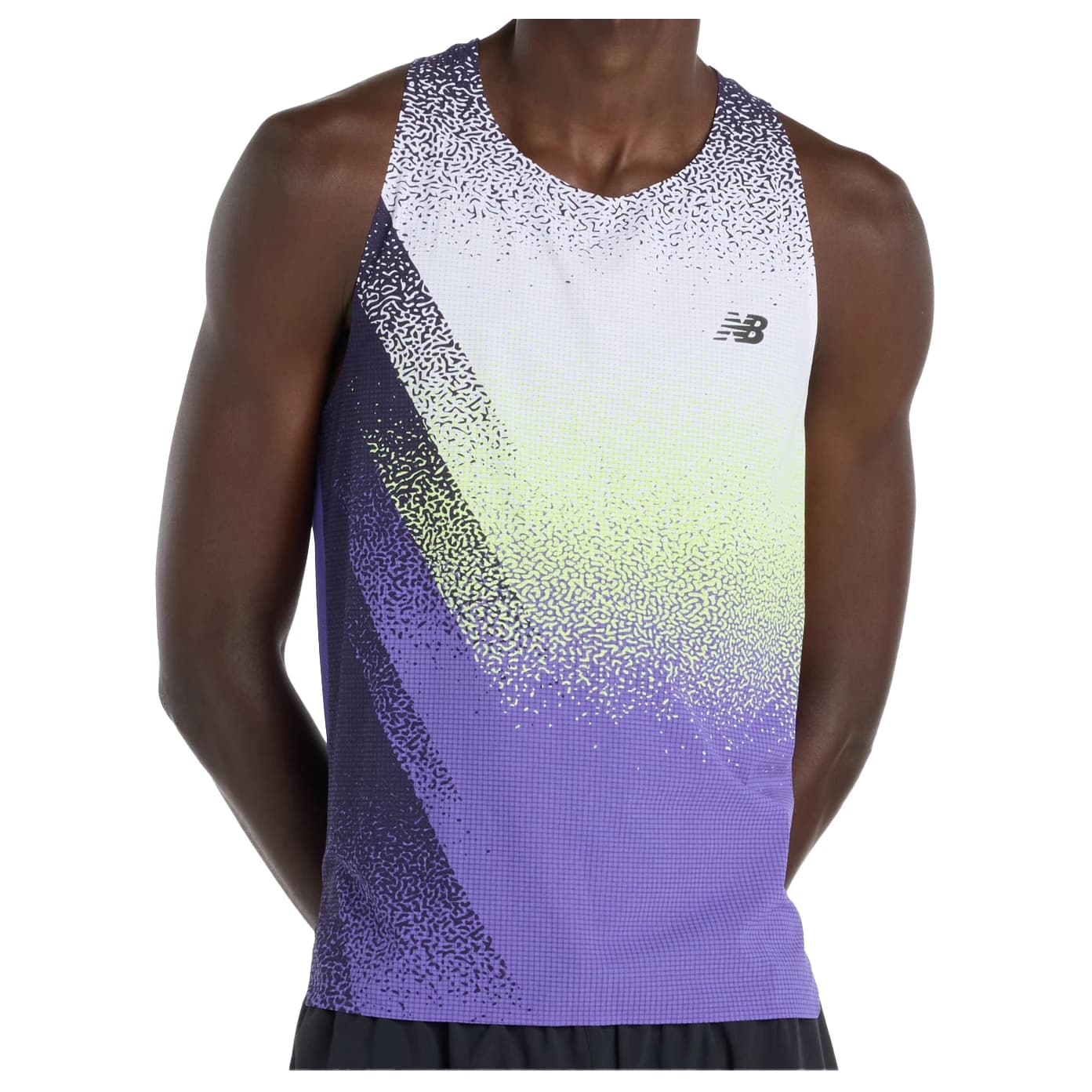 Мъжки потник с широка презрамка New Balance Race Day Ultra Light Printed Singlet Tank top - Electric Purple