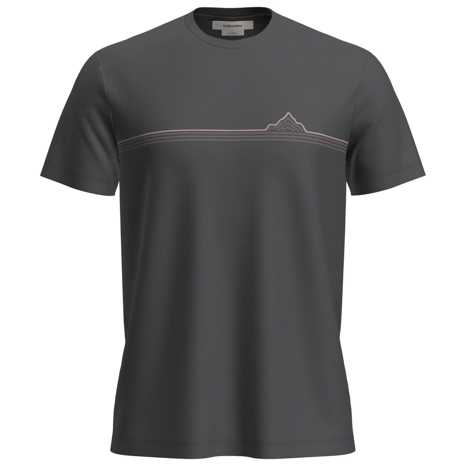 Мъжка мериносова блуза Icebreaker Merino 150 Tech Lite S/S Tee Range Stripes Merino shirt - Obsidian