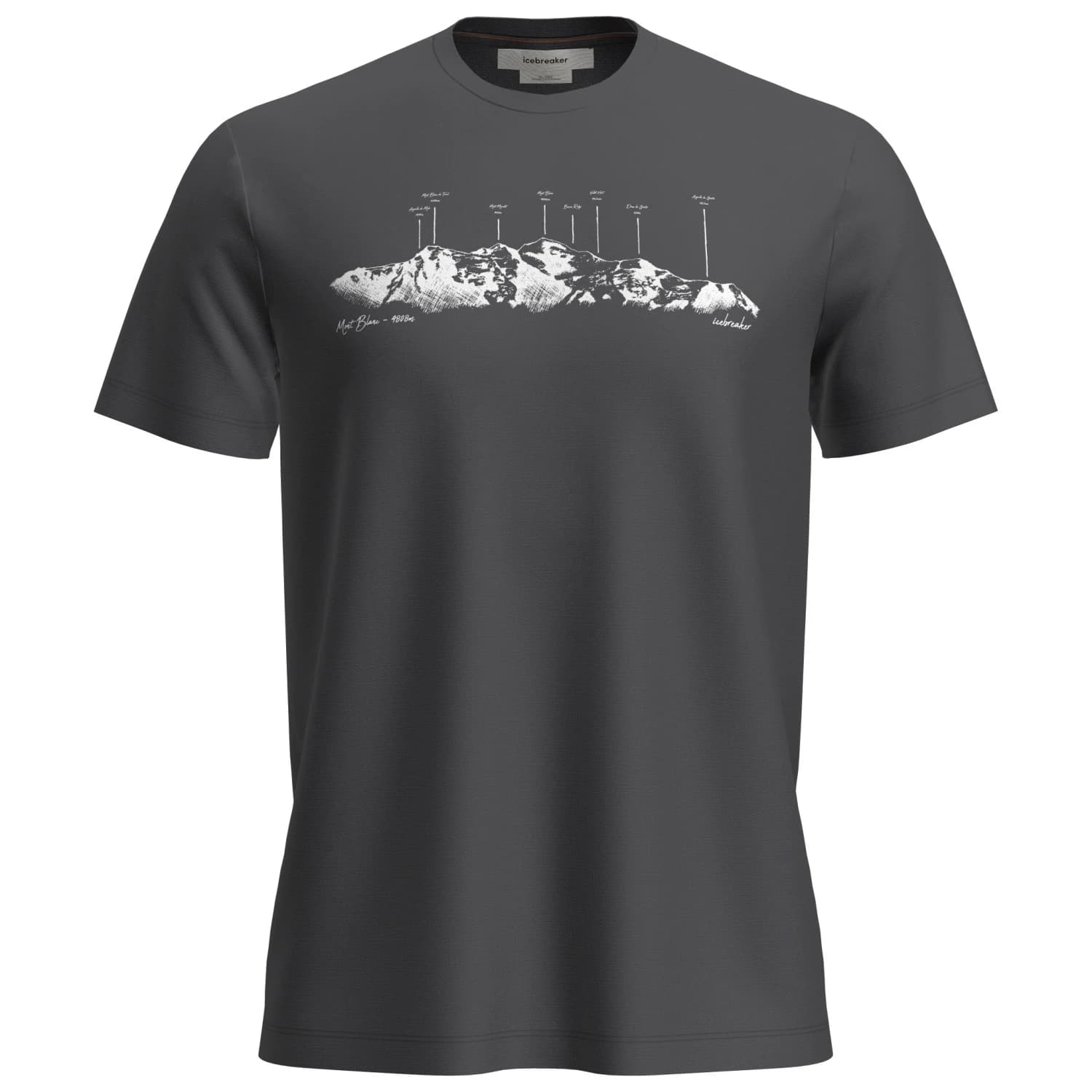 Мъжка мериносова блуза Icebreaker Merino 150 Tech Lite S/S Tee The Peaks Merino shirt - Obsidian