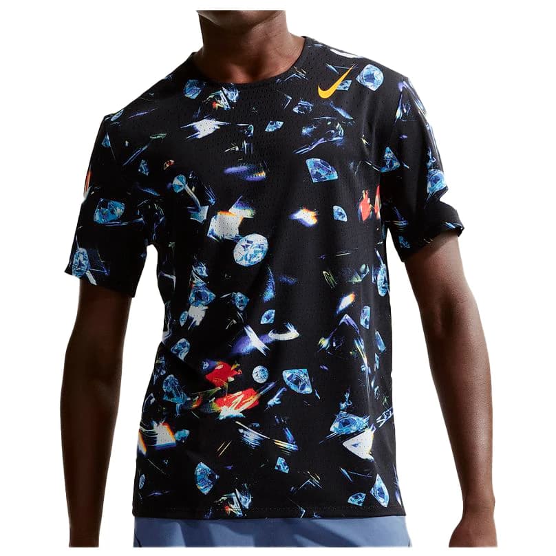Мъжка тениска Nike Dri-Fit ADV Aeroswift AOP S/S Running shirt - Black / Laser Orange