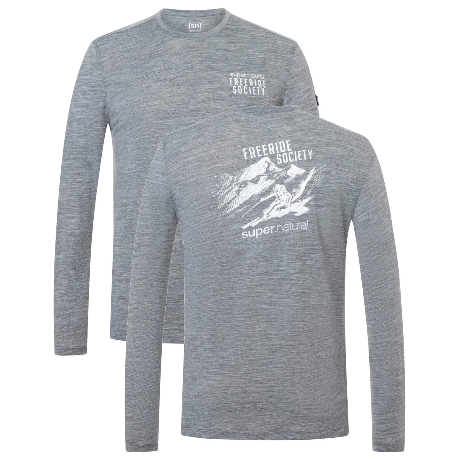 Блуза с дълъг ръкав super.natural Freeride Society L/S Merino longsleeve - Cashmere Grey Melange / Various