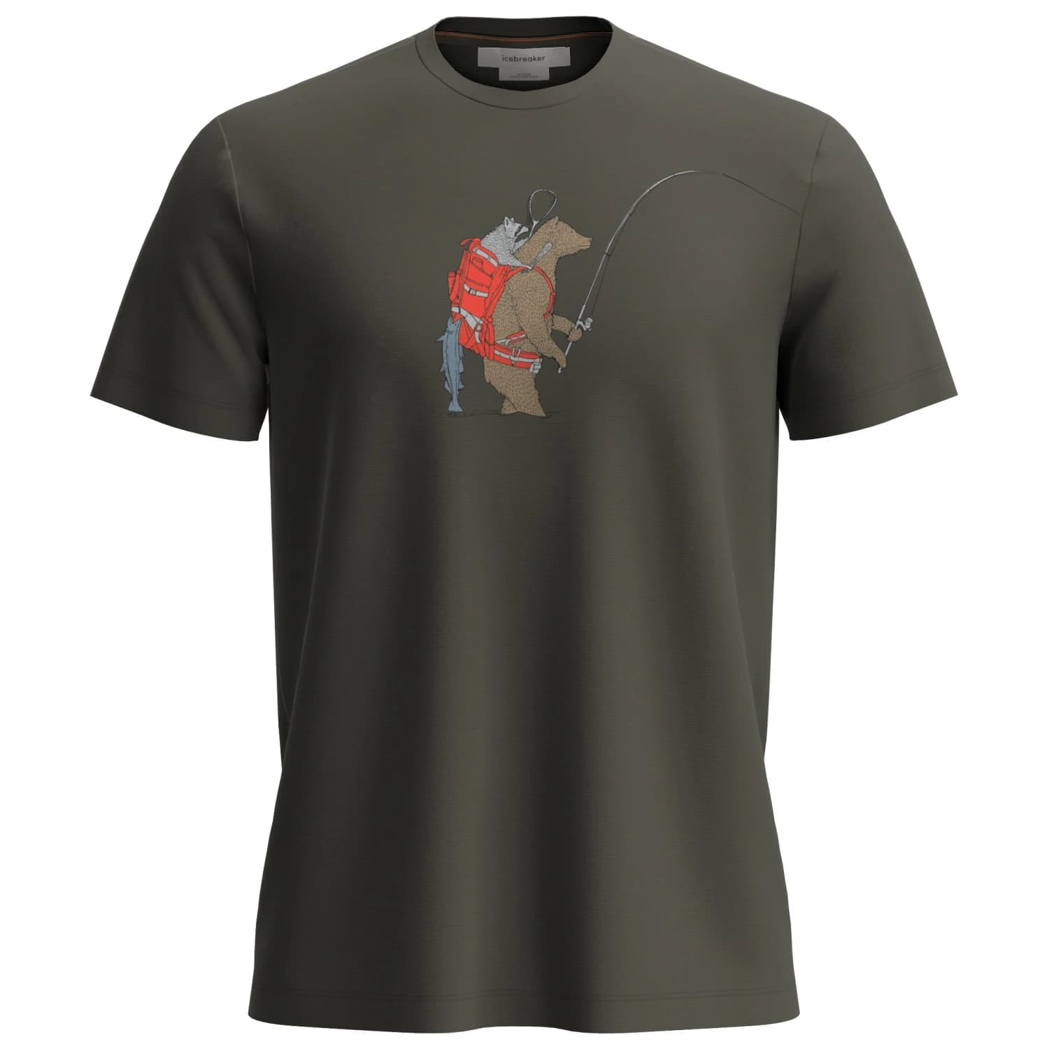 Мъжка мериносова блуза Icebreaker Merino 150 Tech Lite S/S Tee Bear Catch Merino shirt - Dark Loden