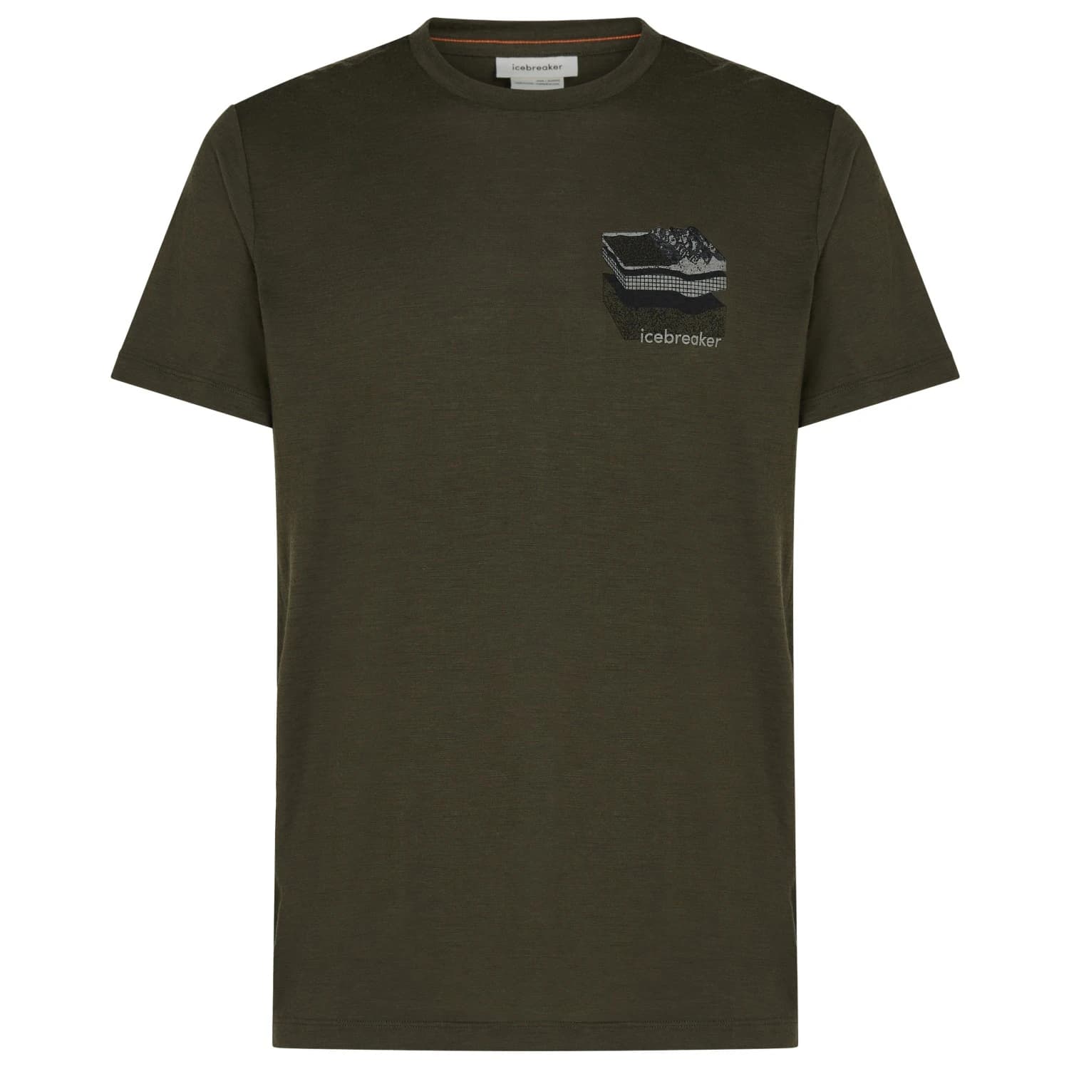 Мъжка мериносова блуза Icebreaker Merino 150 Tech Lite S/S Tee Evolving Layers Merino shirt - Dark Loden
