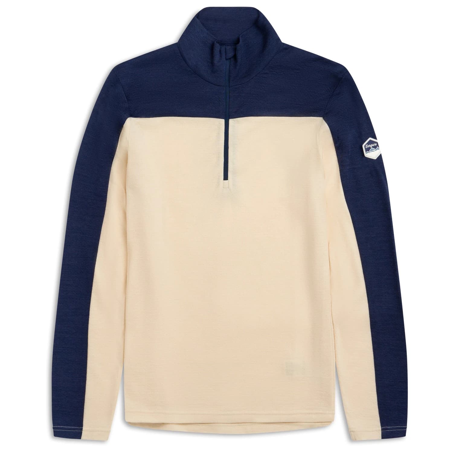 Мъжка мериносова блуза Bergans Inner:Dual Merino Half Zip Sport shirt - Creme/Navy Blue