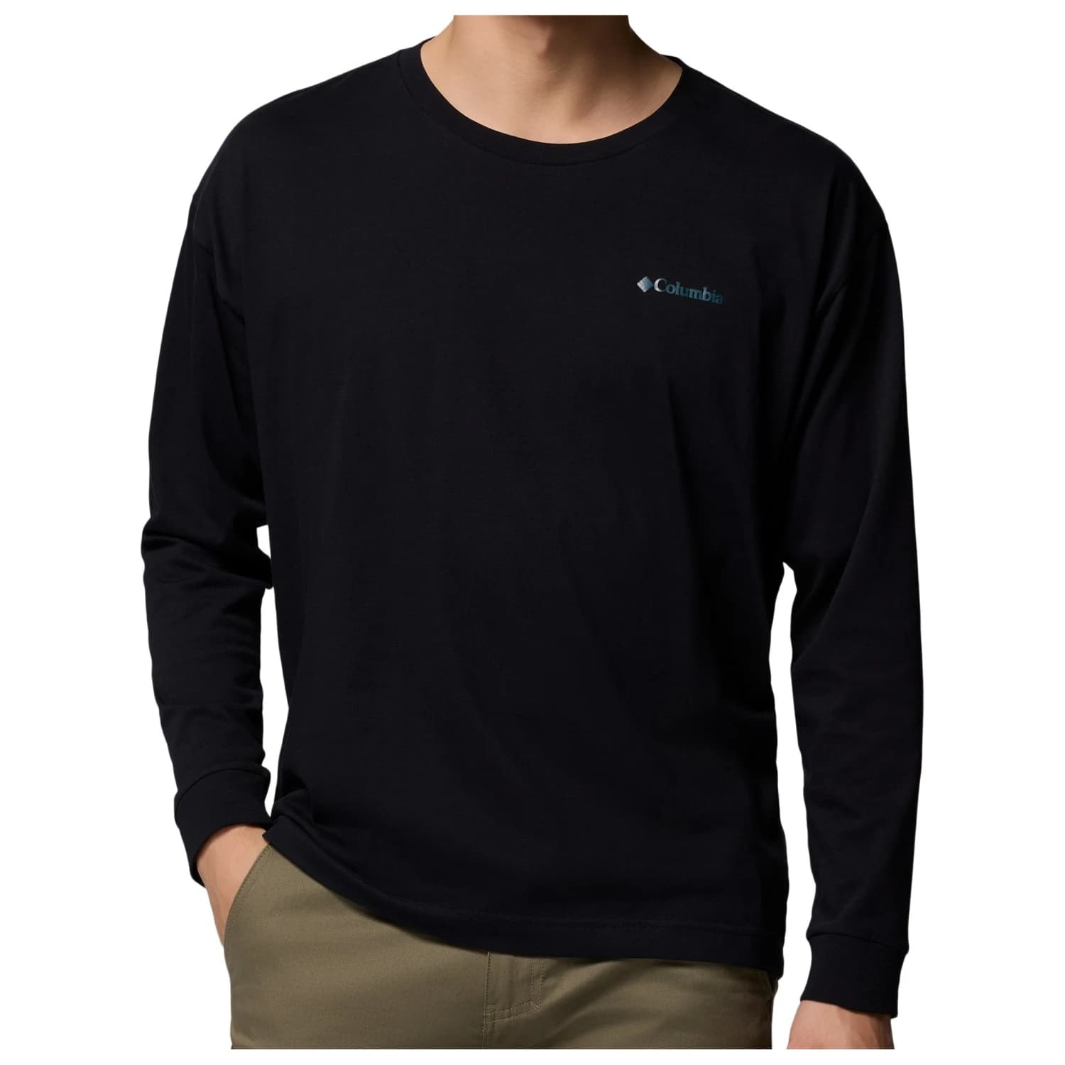 Мъжка блуза с дълъг ръкав Columbia Black Butte L/S Graphic Tee Longsleeve - Black / Trailmap