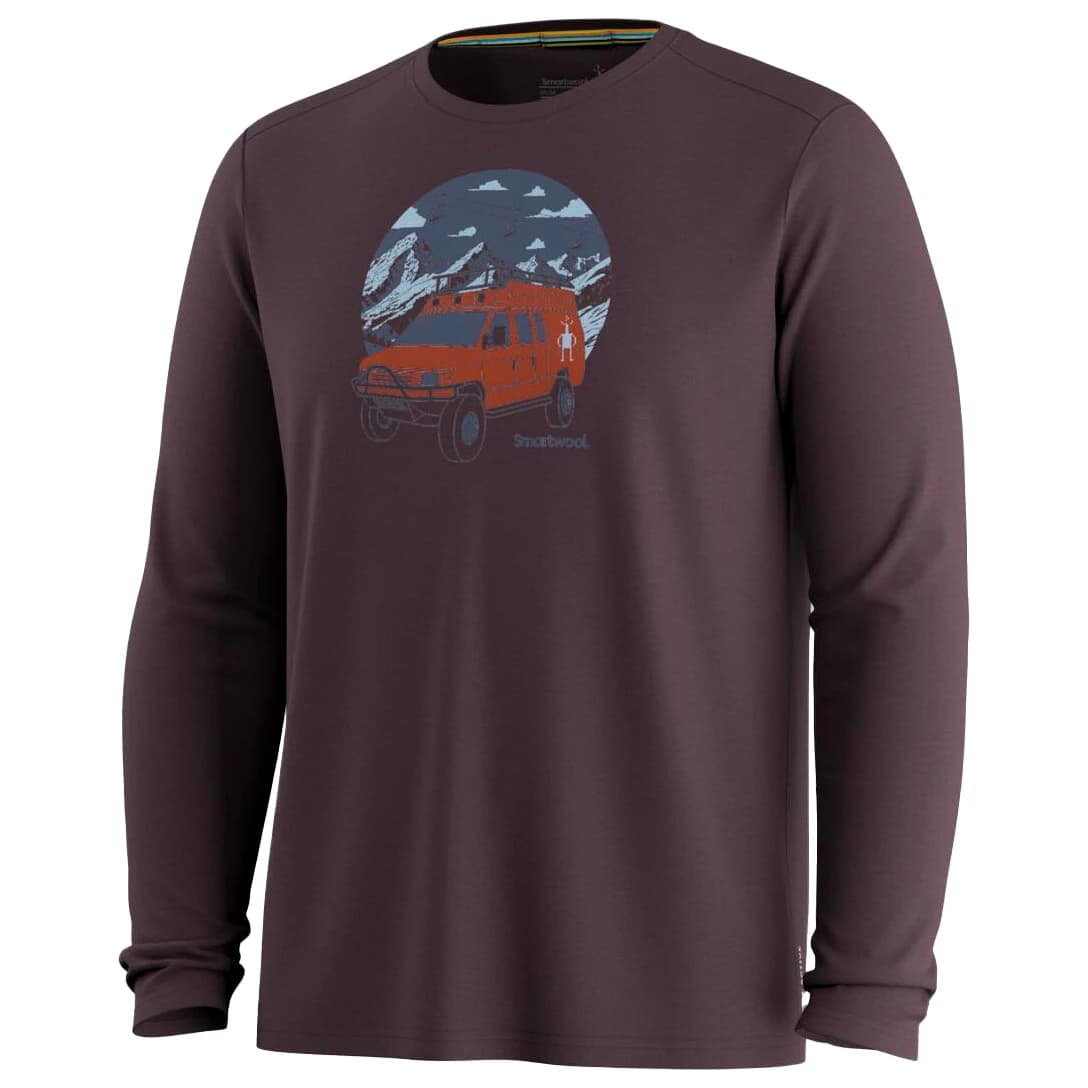 Мъжка мериносова блуза Smartwool First Chair Pursuit Active Long Sleeve Graphic Tee Merino longsleeve - Mink Heather