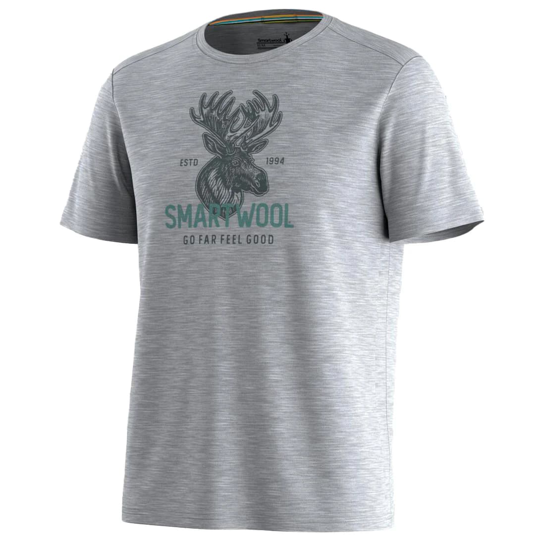 Мъжка мериносова блуза Smartwool Moose Mode Active Short Sleeve Graphic Tee Merino shirt - Light Gray Heather