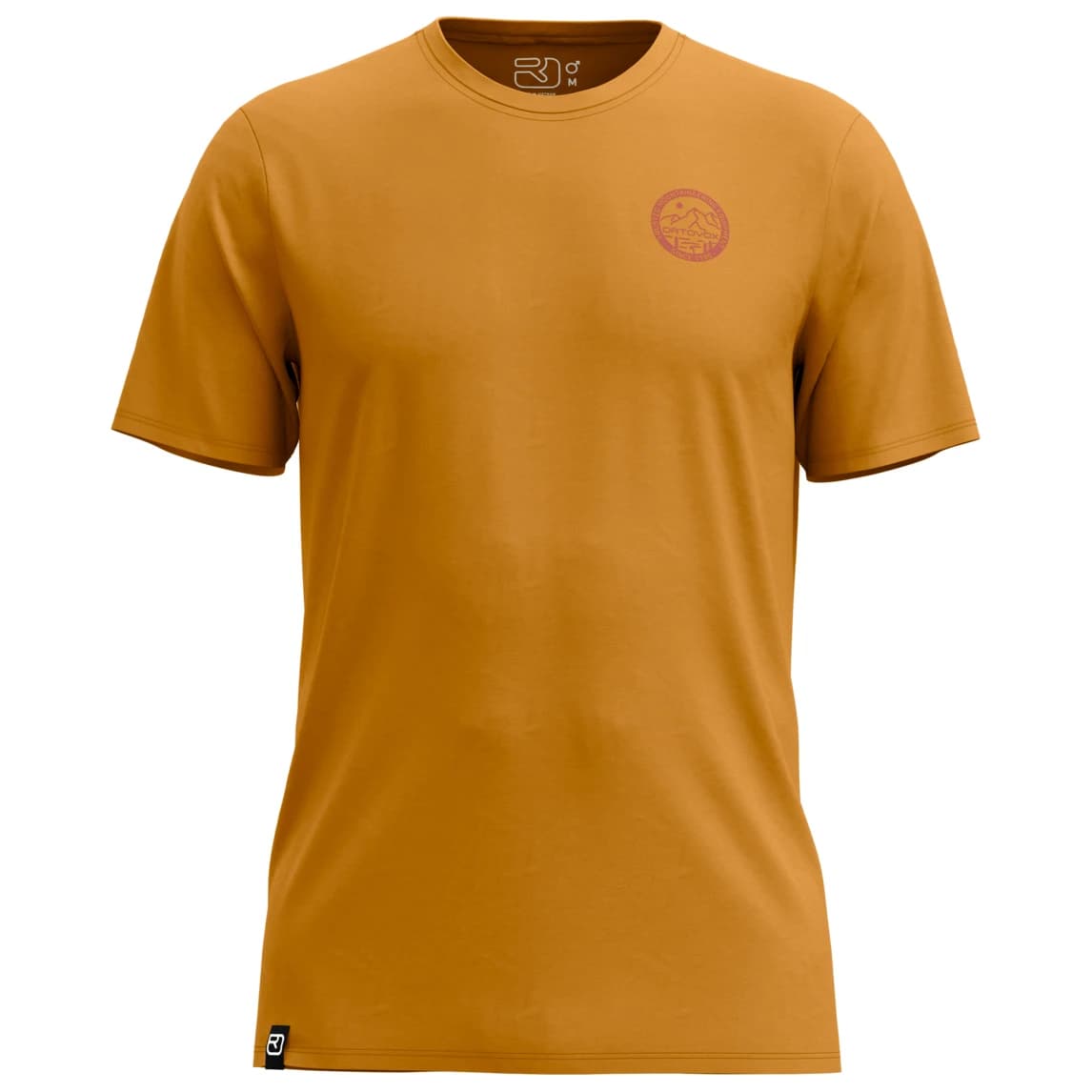 Мъжка мериносова блуза Ortovox 185 Merino Mountain Badge TS Merino shirt - Dark Cumin