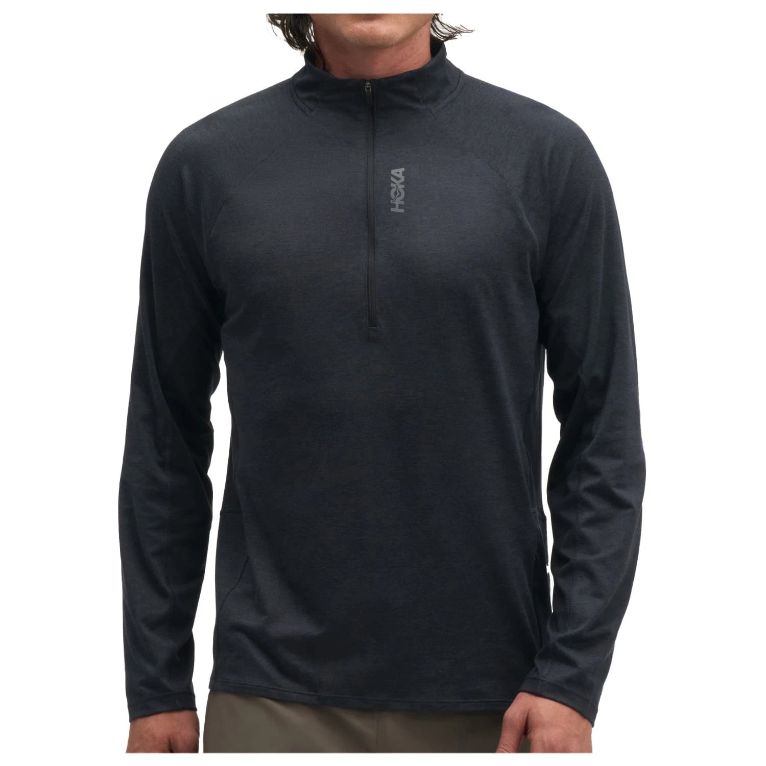 Тениска HOKA Skyform Half Zip Running shirt - Black Heather