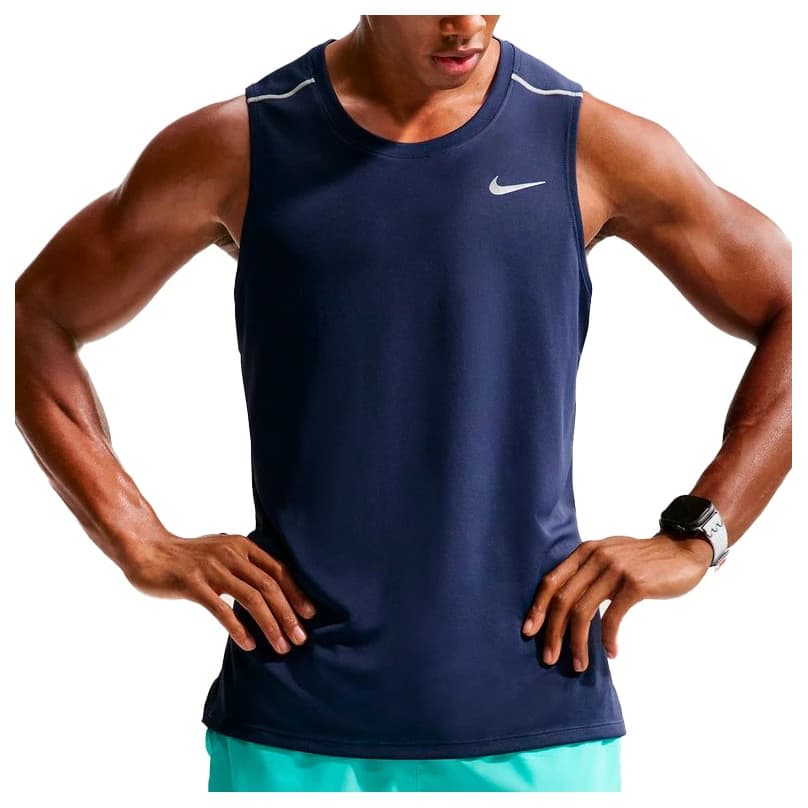 Мъжки потник с широка презрамка Nike Dri-Fit Miler Tank Top - Midnight Navy / Reflective Silver