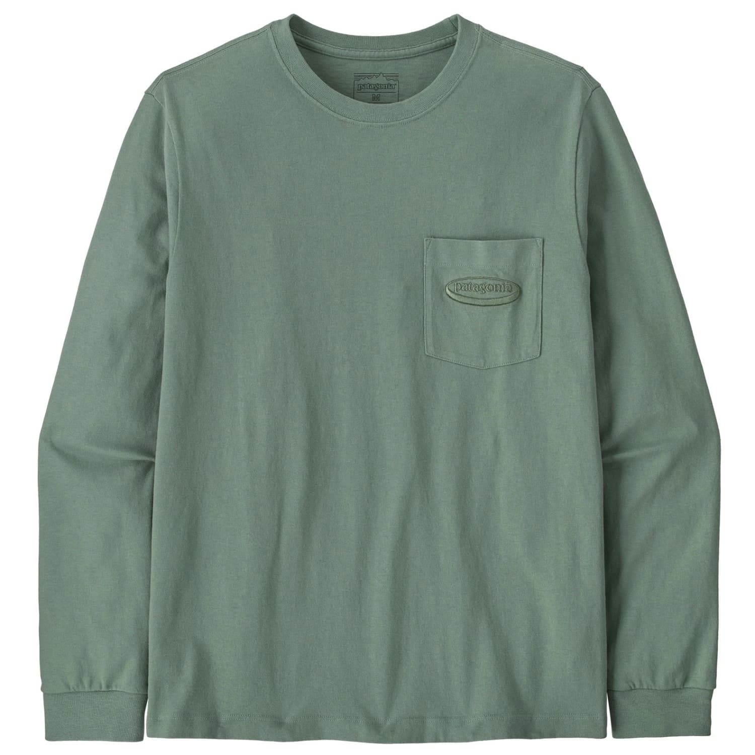 Мъжка блуза с дълъг ръкав Patagonia L/S MW '95 Oval Logo Pocket Tee Longsleeve - Cover Green