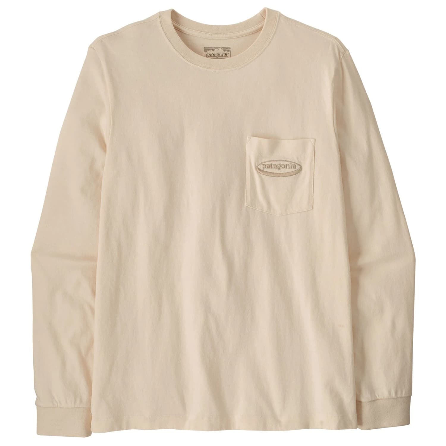 Мъжка блуза с дълъг ръкав Patagonia L/S MW '95 Oval Logo Pocket Tee Longsleeve - Undyed Natural