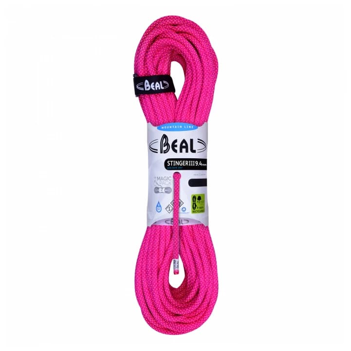 Единично въже Beal Stinger III Golden Dry 9.4 mm Single rope - Fuchsia