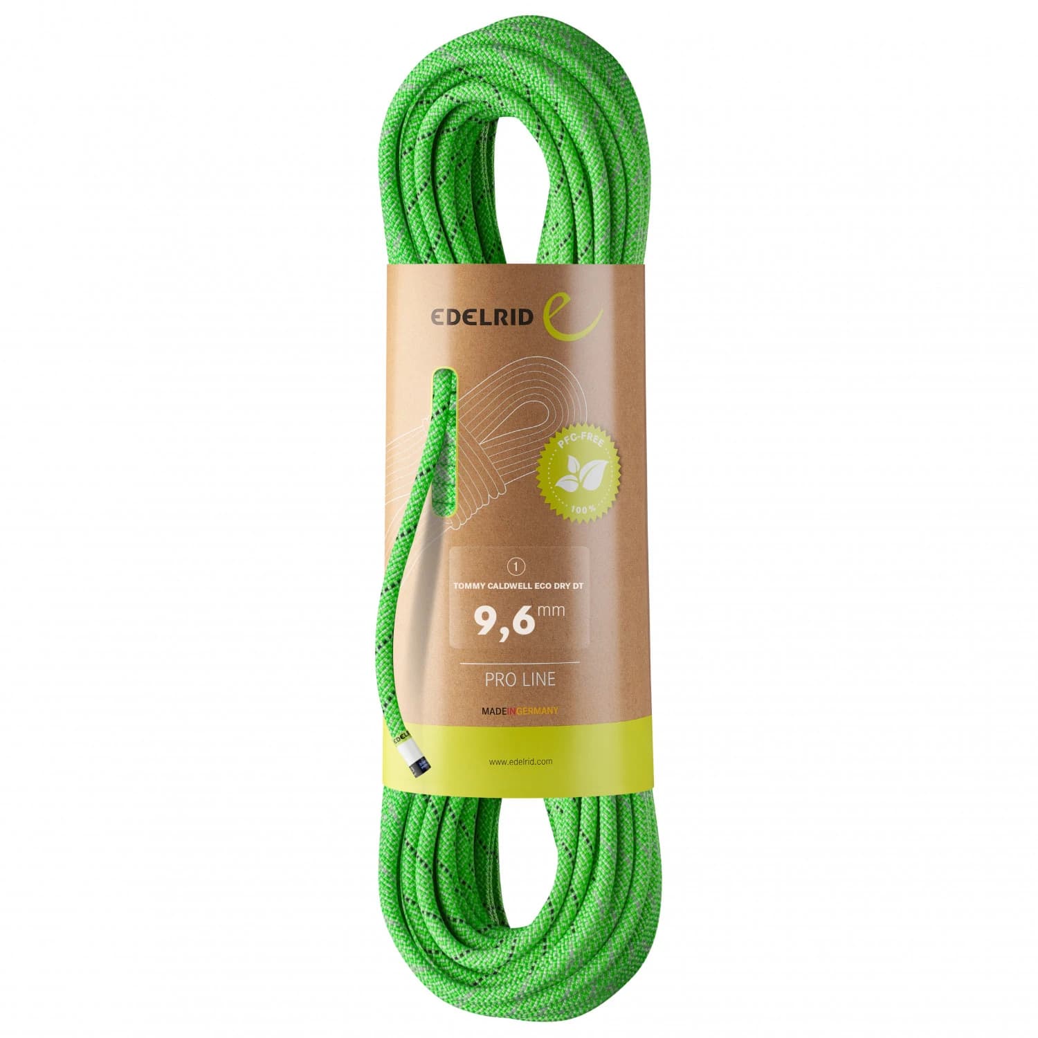 Единично въже Edelrid Tommy Caldwell Eco Dry DT 9,6 Single rope - Neon Green